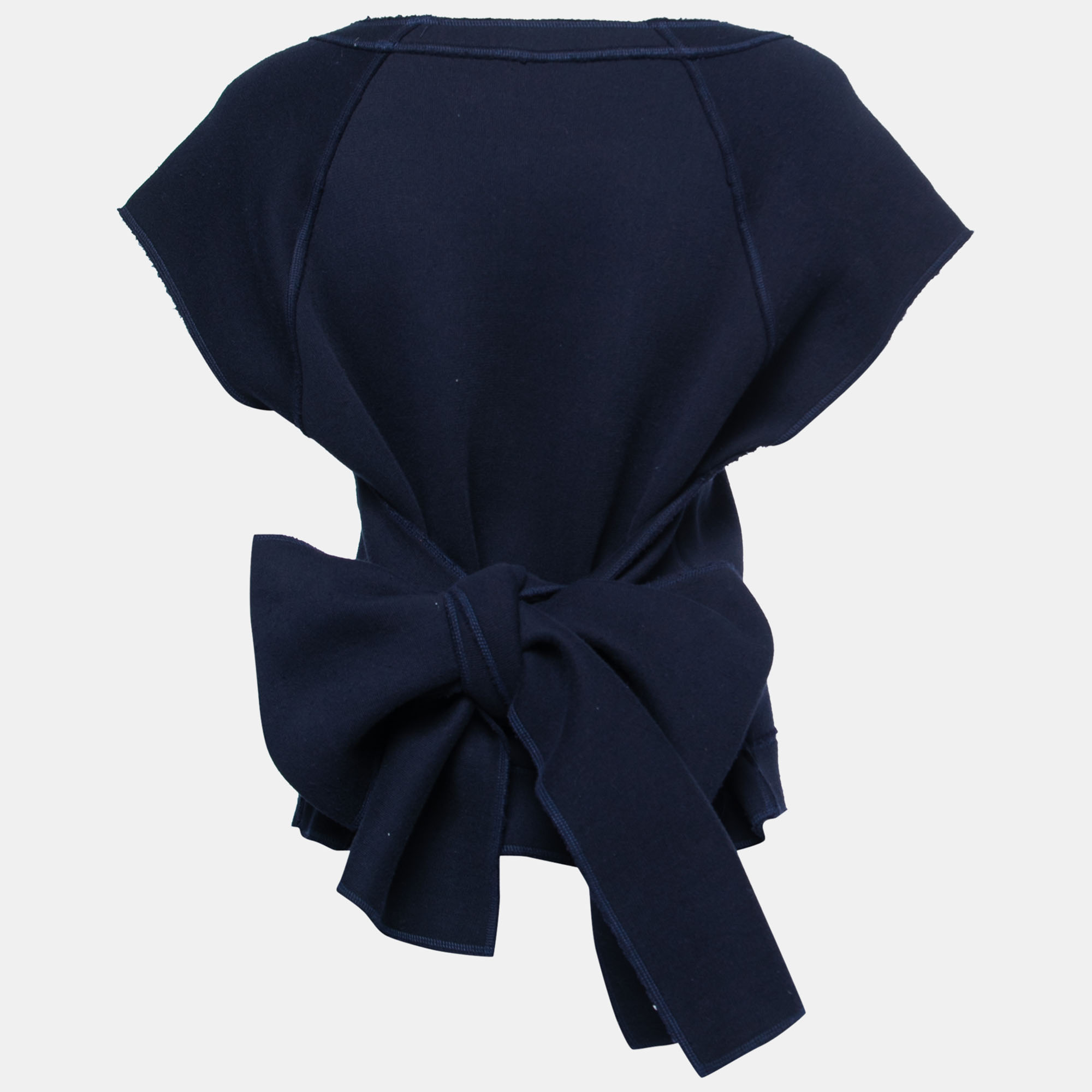 

Bottega Veneta Navy Blue Jersey Sleeveless Wrap Sweatshirt