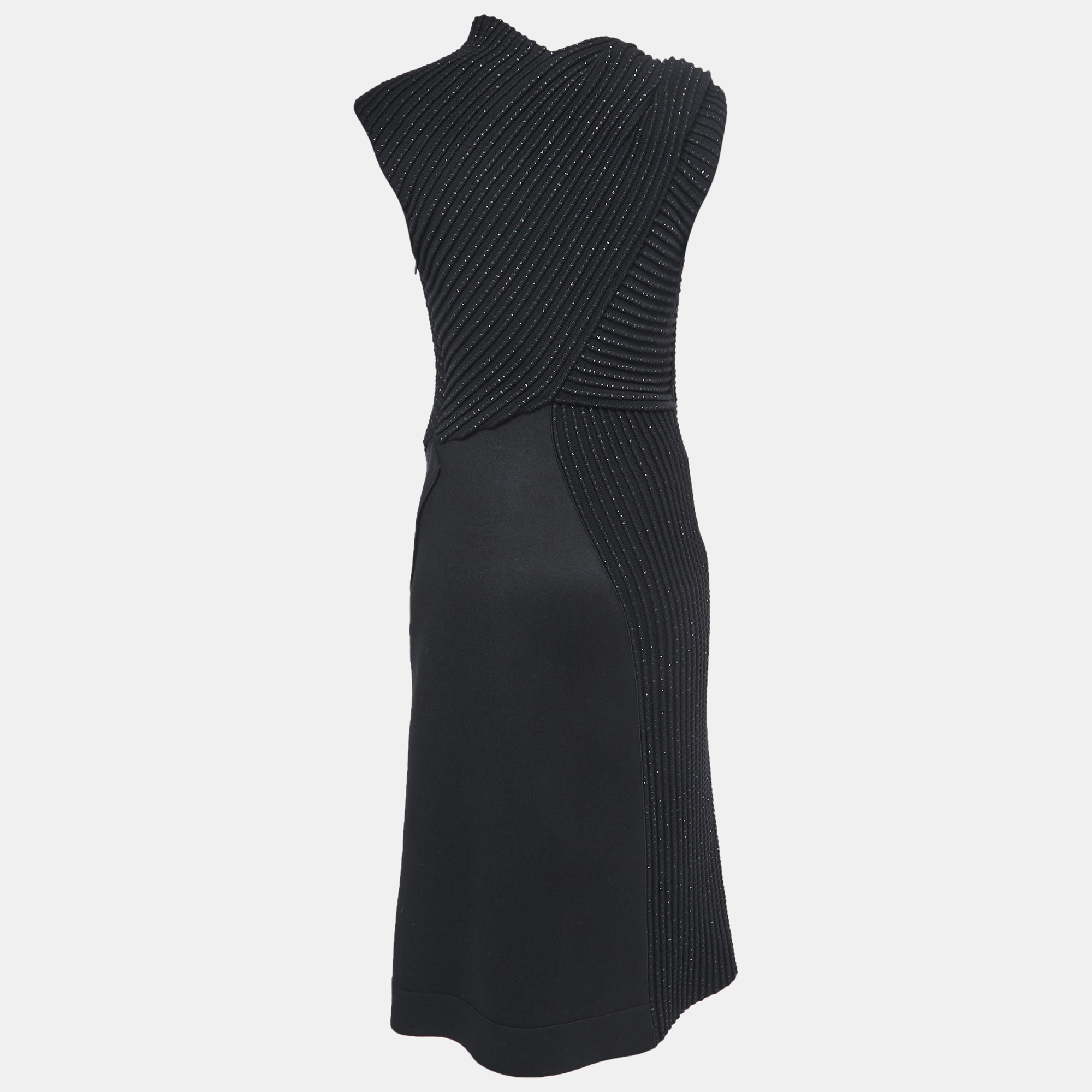 

Bottega Veneta Black Wool & Knit Sleeveless Midi Dress