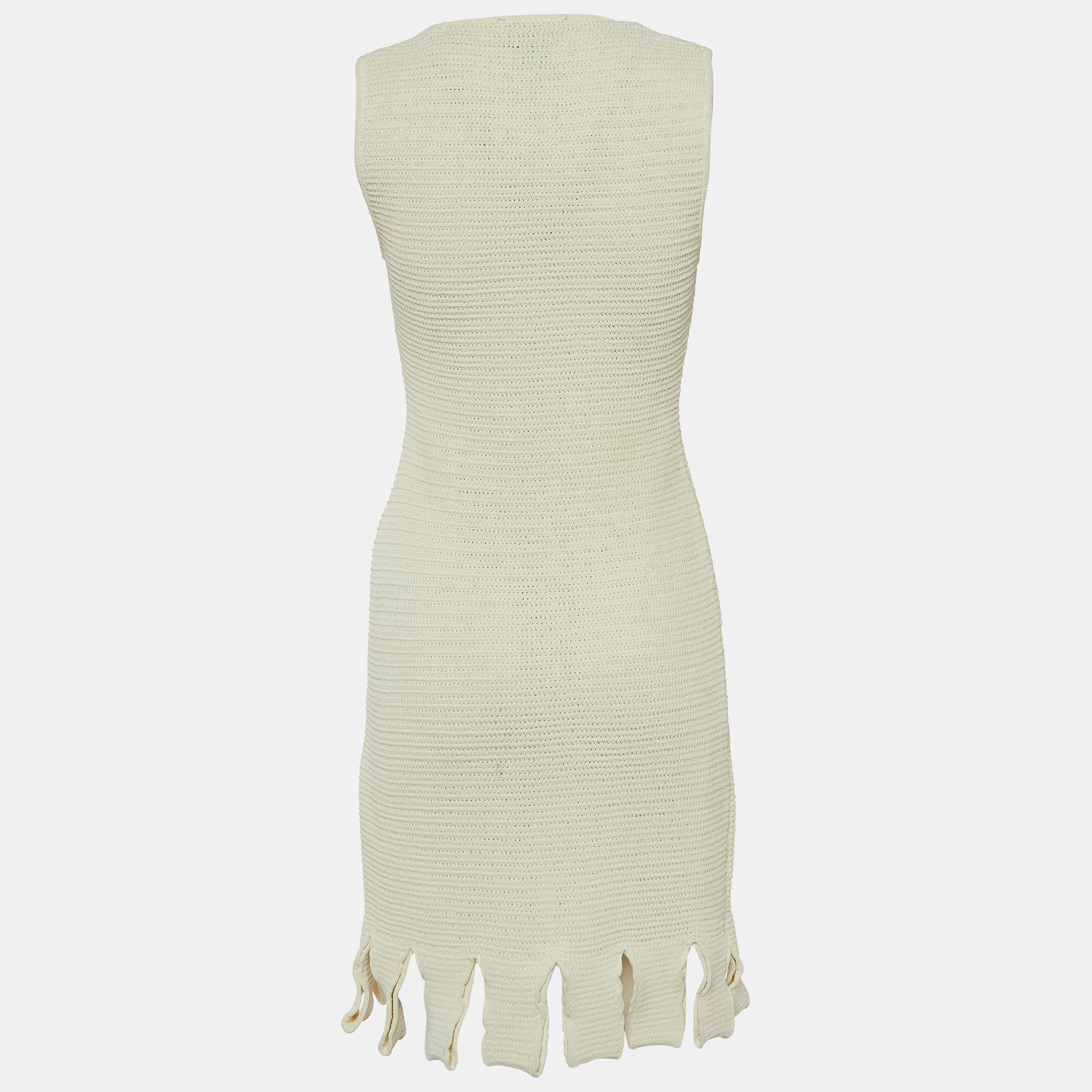 

Bottega Veneta Off-White Crochet Knit Sleeveless Mini Dress