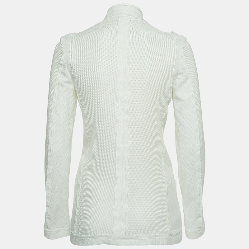 

Bottega Veneta Off-White Perforated Cotton Single Breasted Jacket