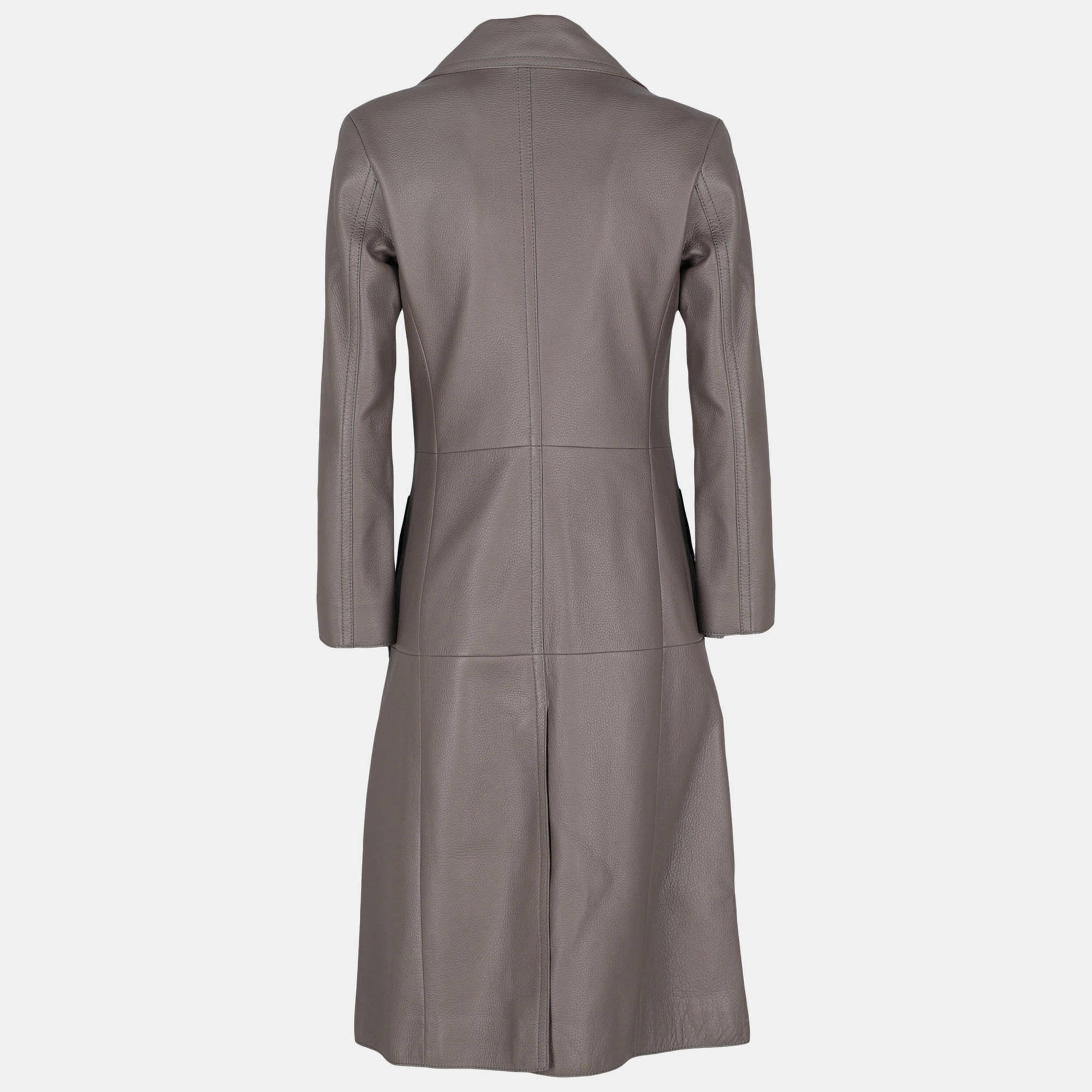 

Bottega Veneta Women's Leather Single Breasted Coat - Grey