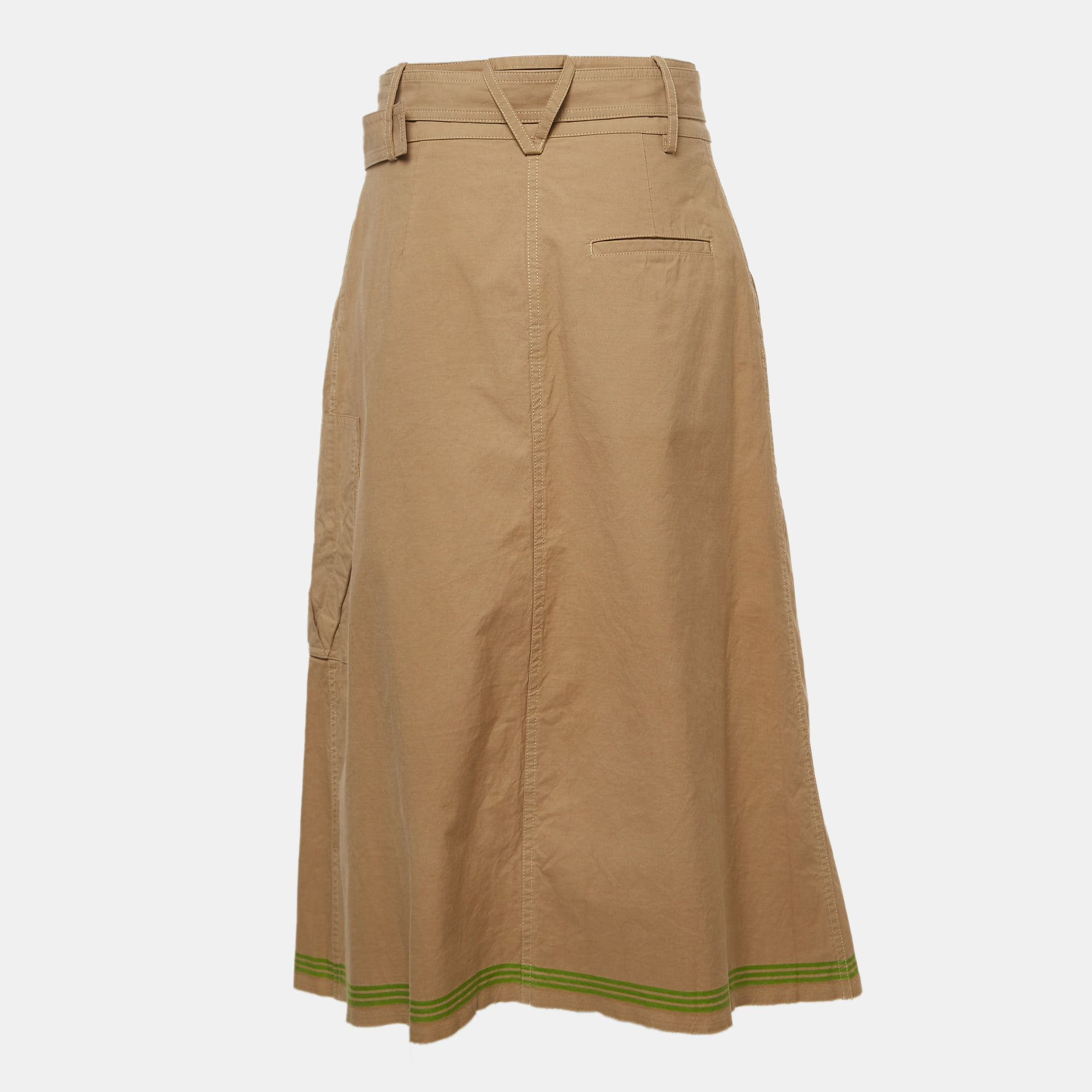 

Bottega Veneta Beige Cotton Belted Midi Skirt