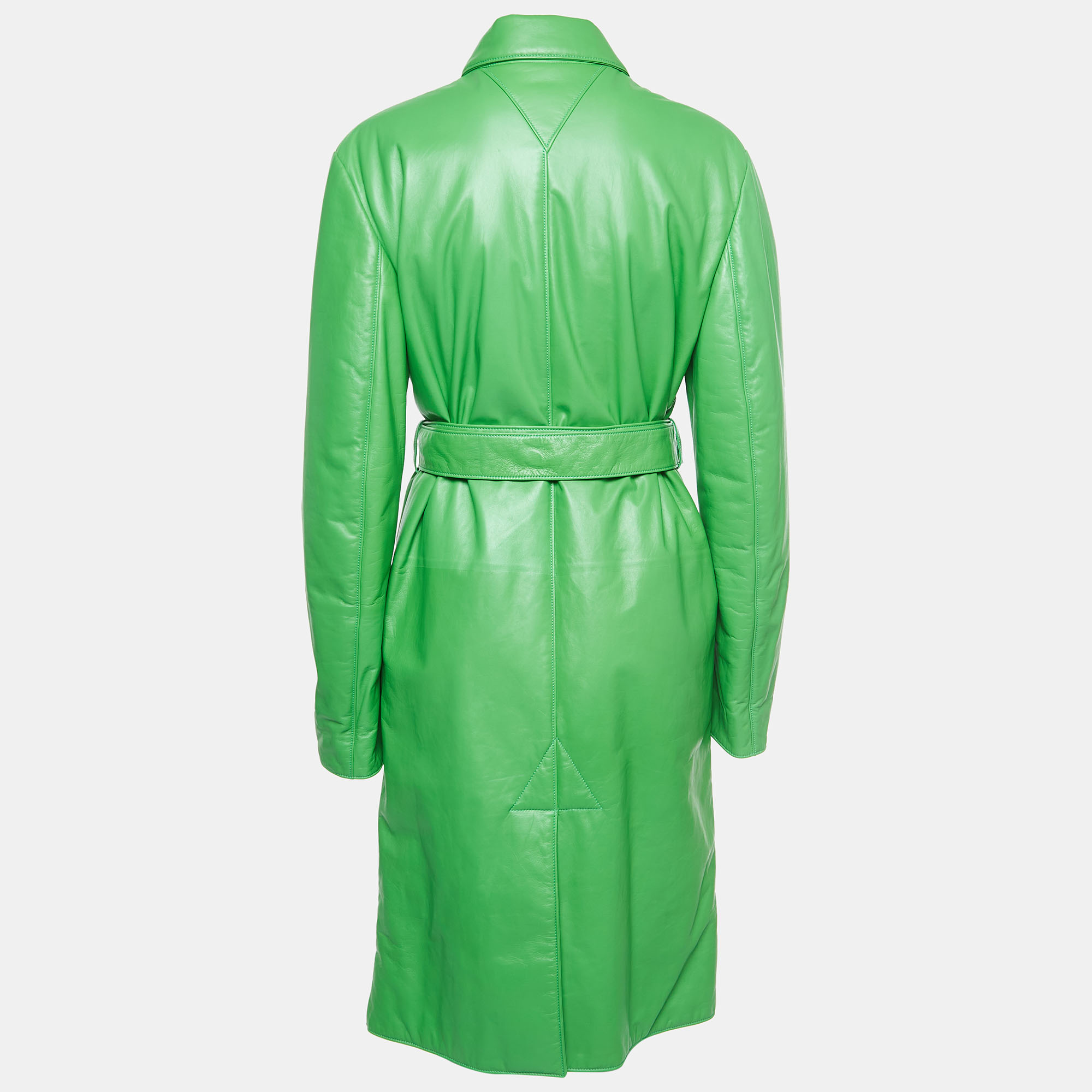 

Bottega Veneta Green Lambskin Leather Trench Coat