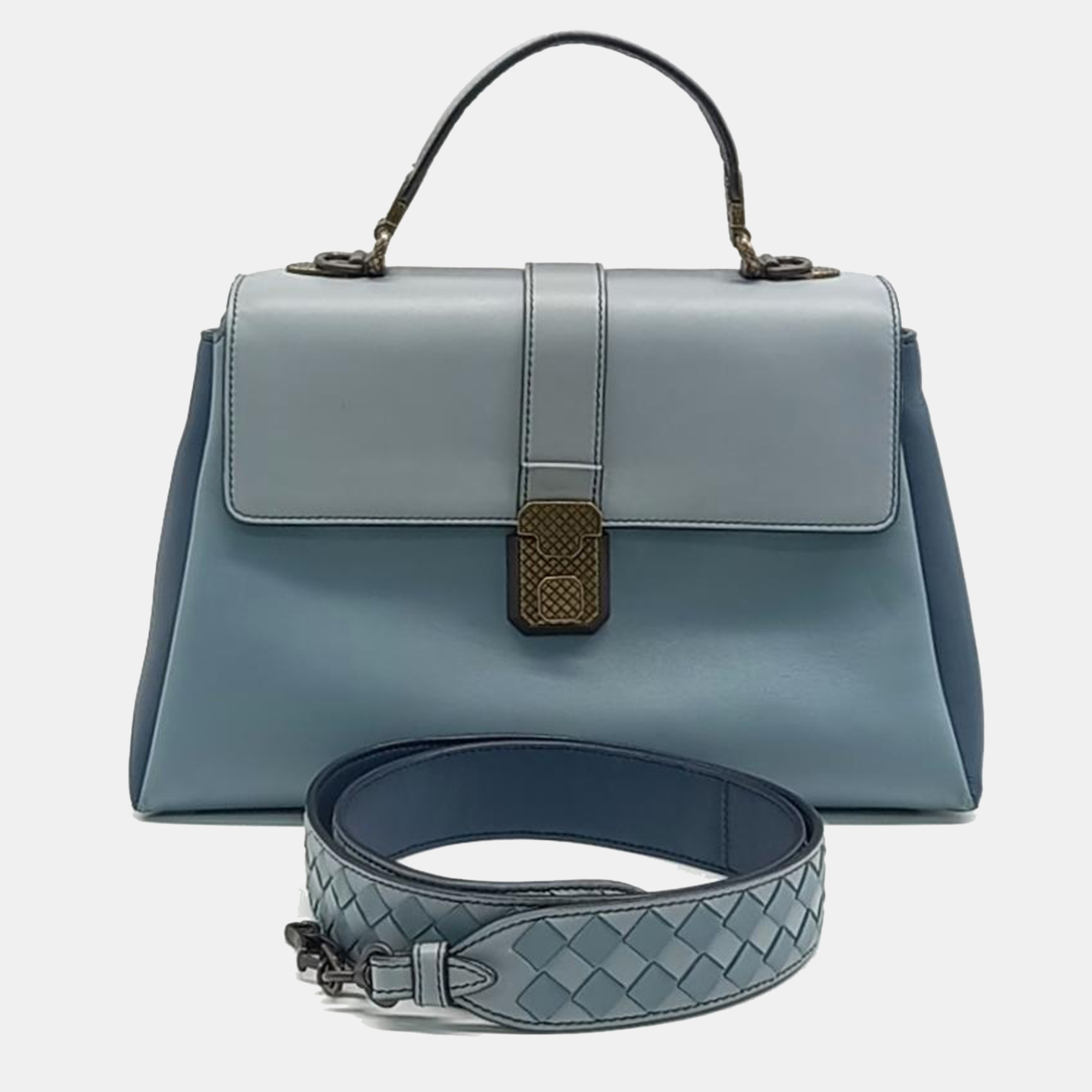 

Bottega Veneta Blue Leather Nappa Medium Piazza Bag