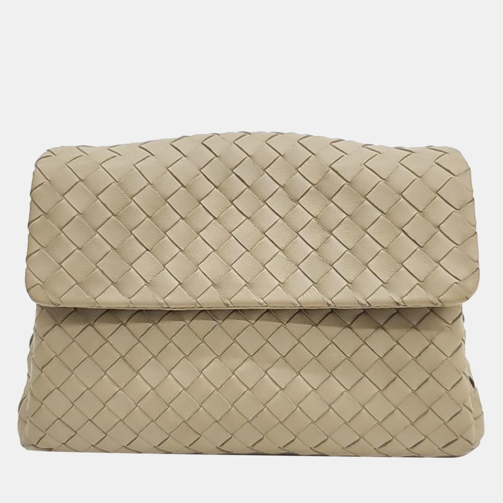 Pre-owned Bottega Veneta Mesh Clutch In Beige