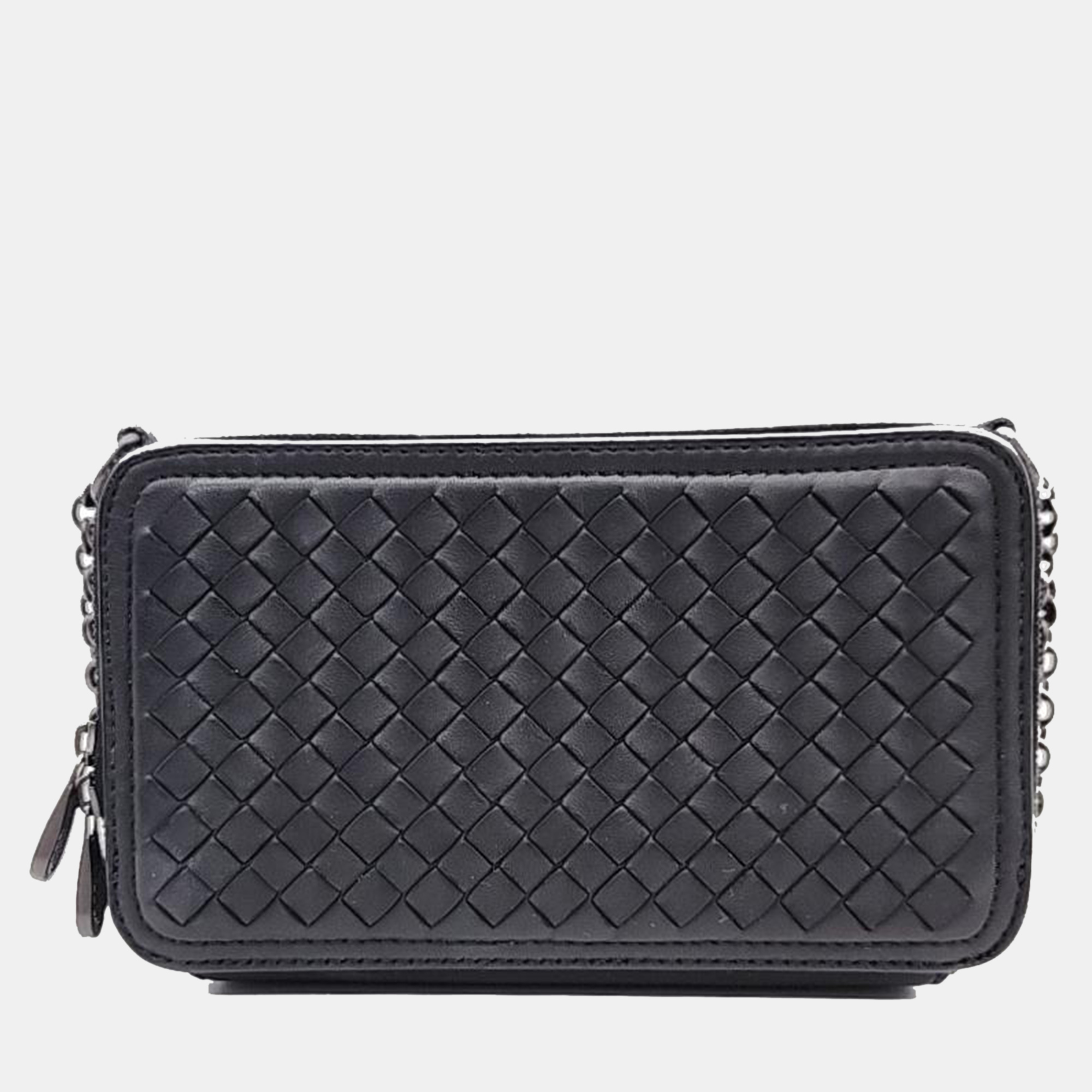 Pre-owned Bottega Veneta Mesh Chain Shoulder Bag In Black