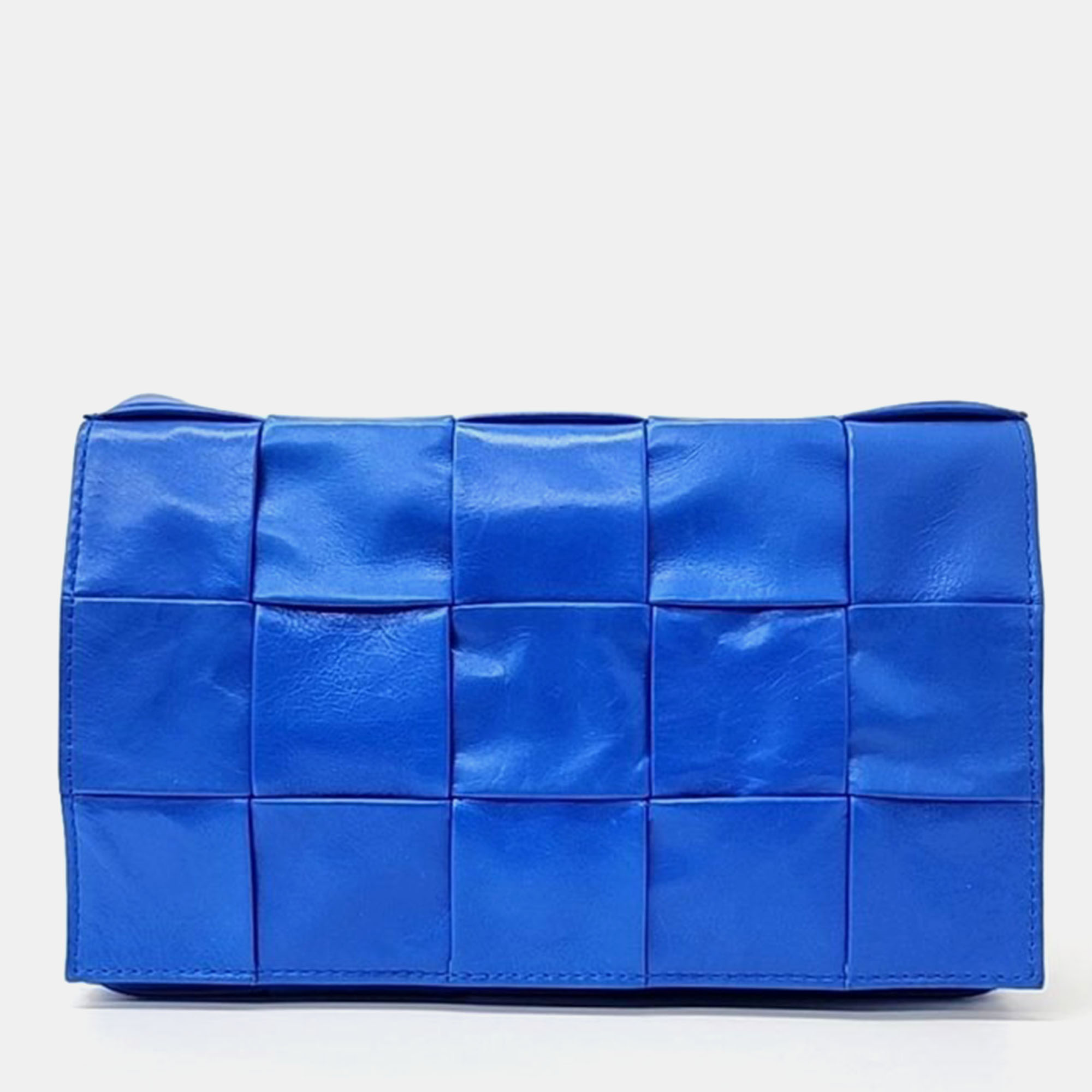 

Bottega Veneta Blue Leather Cassette Shoulder Bag