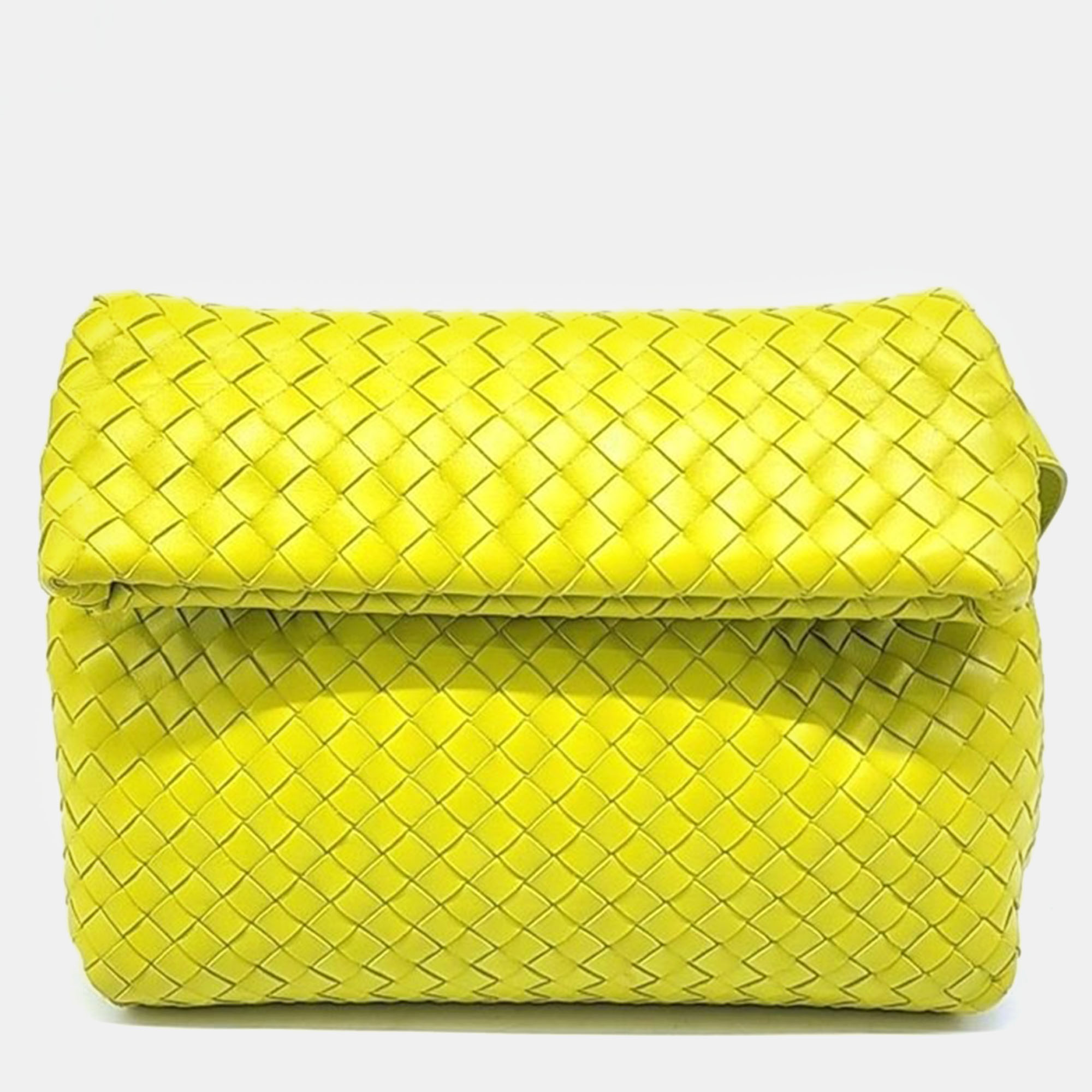 

Bottega Veneta Yellow Nappa Intrecciato The Fold Crossbody Bag, Green