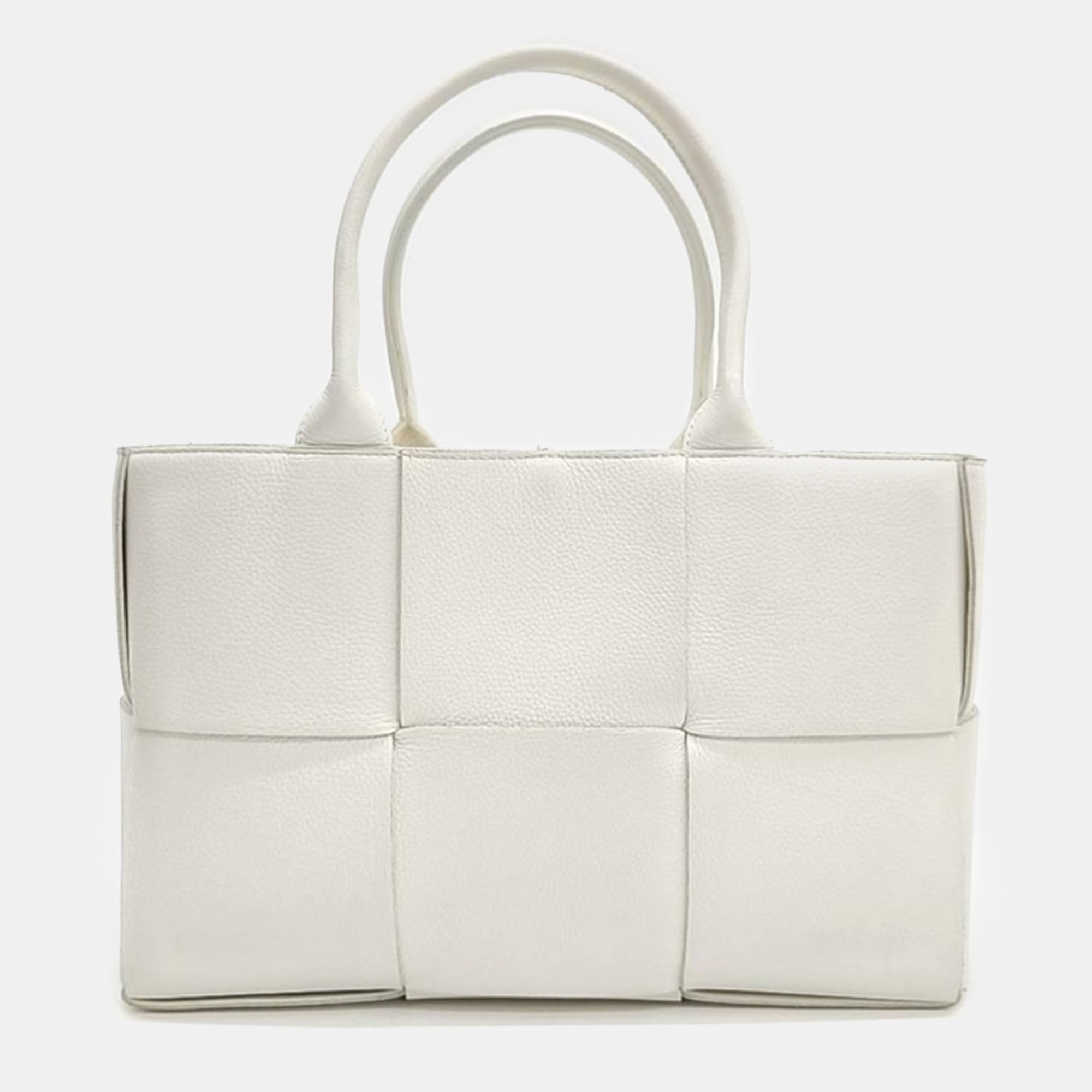 Pre-owned Bottega Veneta Small Arco Tote Bag In White