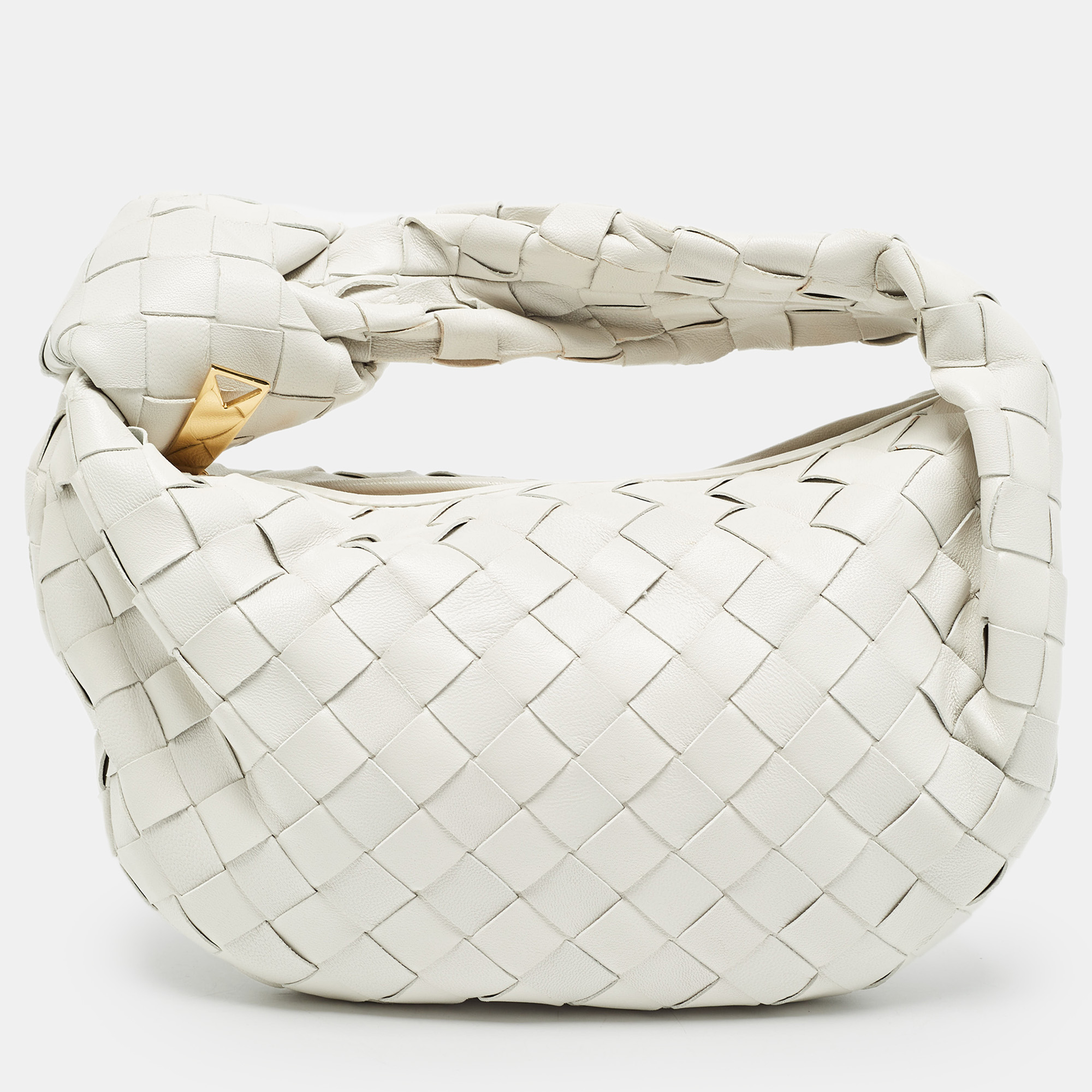 

Bottega Veneta White Intrecciato Leather Mini BV Jodie Hobo