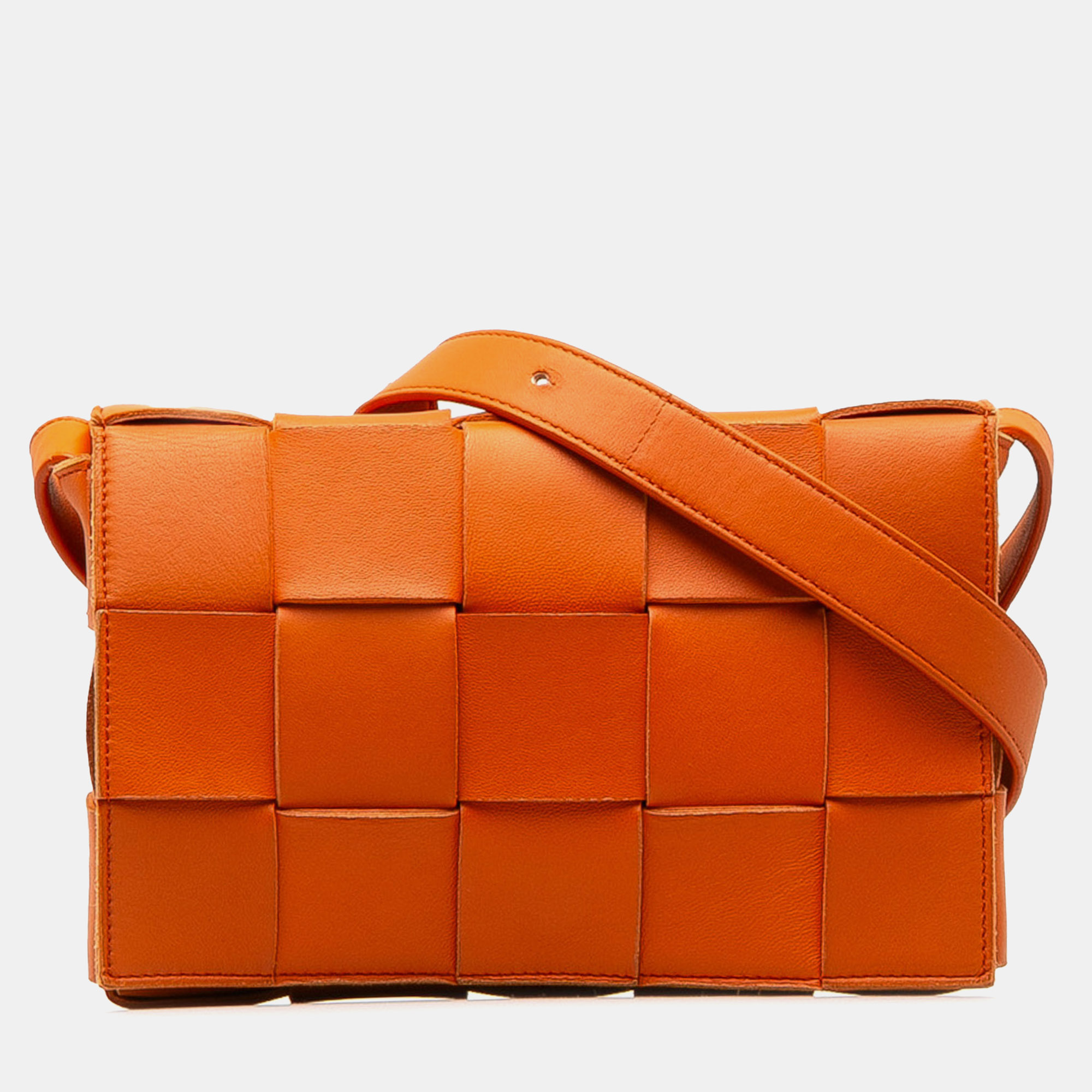 

Bottega Veneta Calfskin Intrecciato Cassette Crossbody, Orange