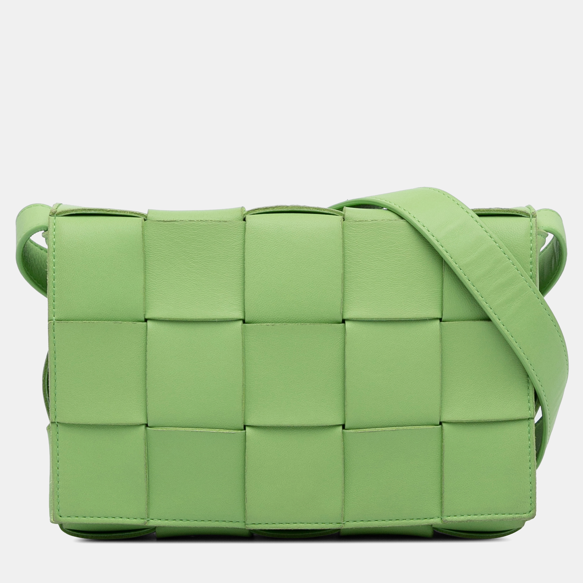 

Bottega Veneta Calfskin Intrecciato Cassette Crossbody, Green