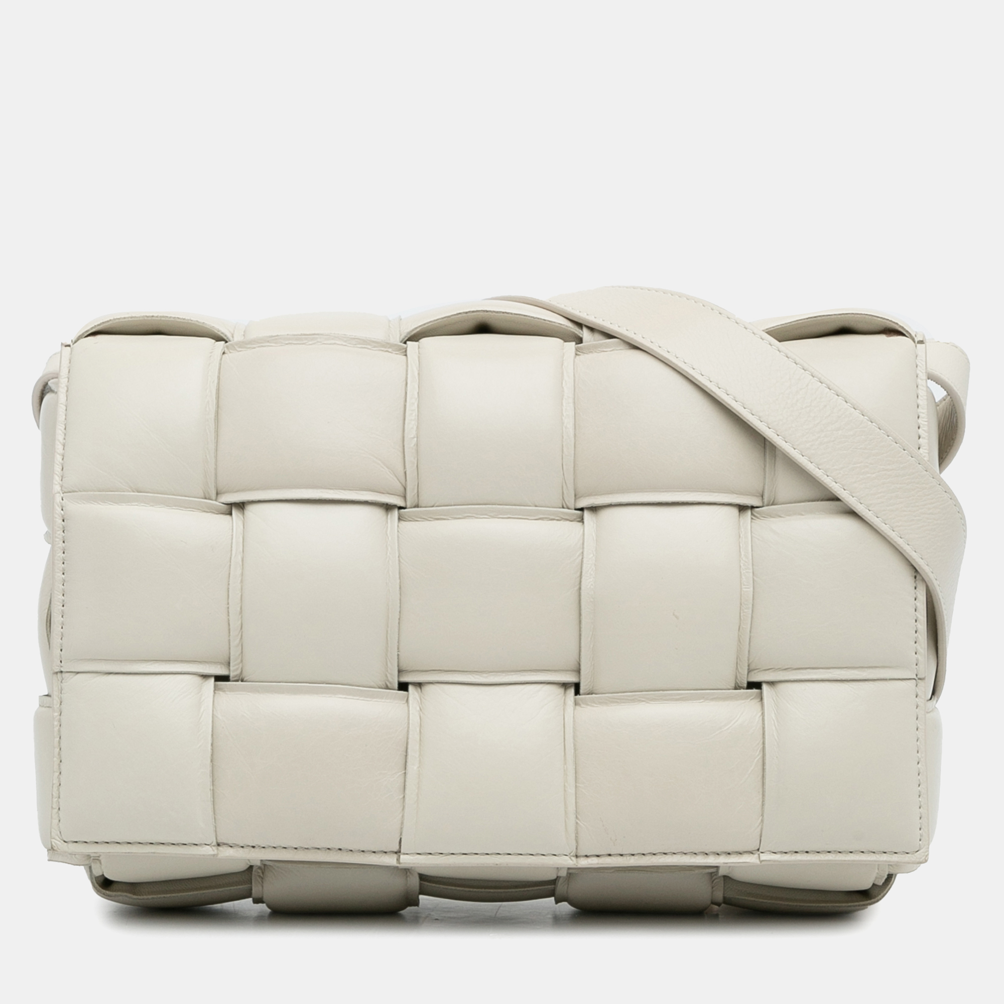 

Bottega Veneta Calfskin Intrecciato Padded Cassette Crossbody, White