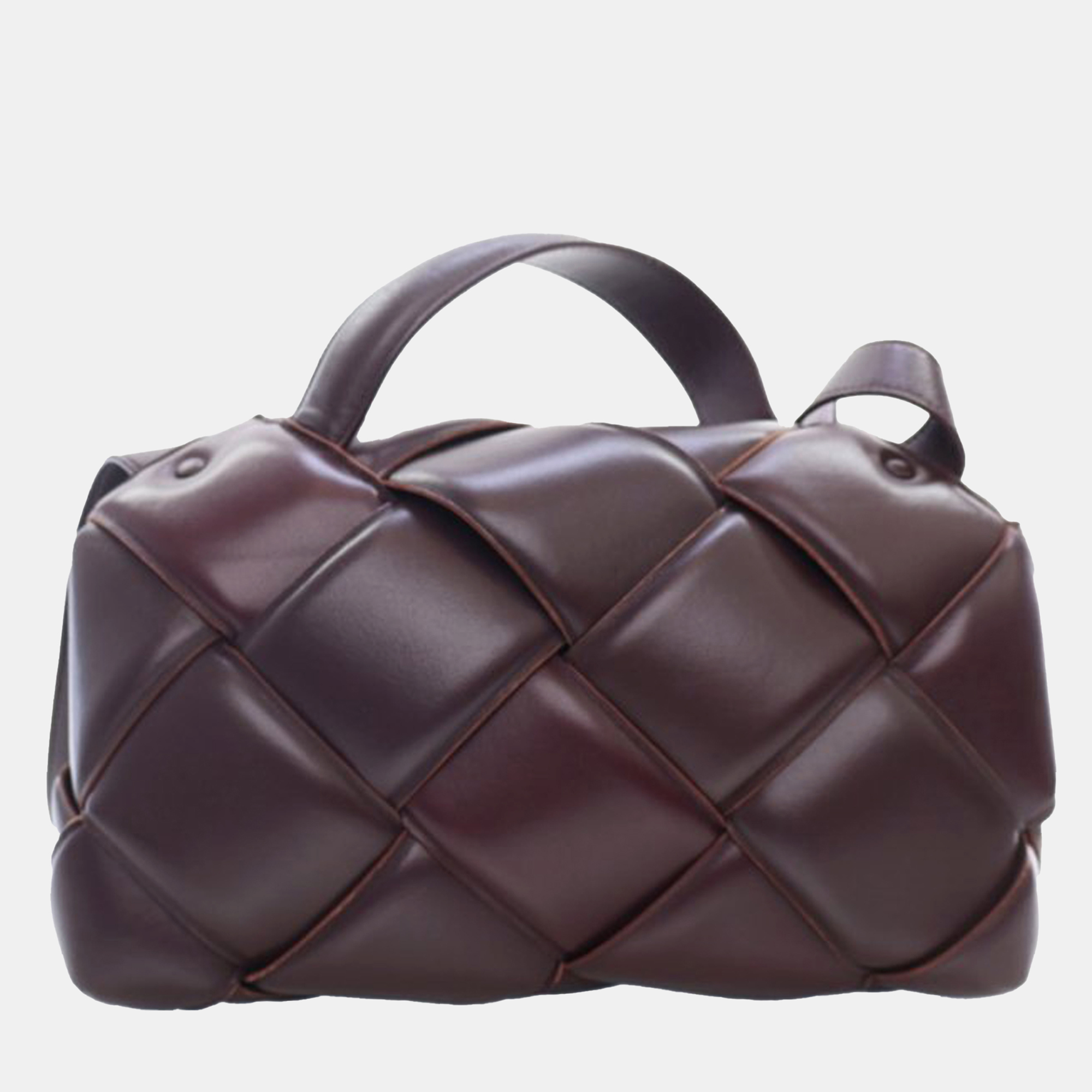 

Bottega Veneta Maxi Intrecciato Padded Top Handle Bag, Burgundy