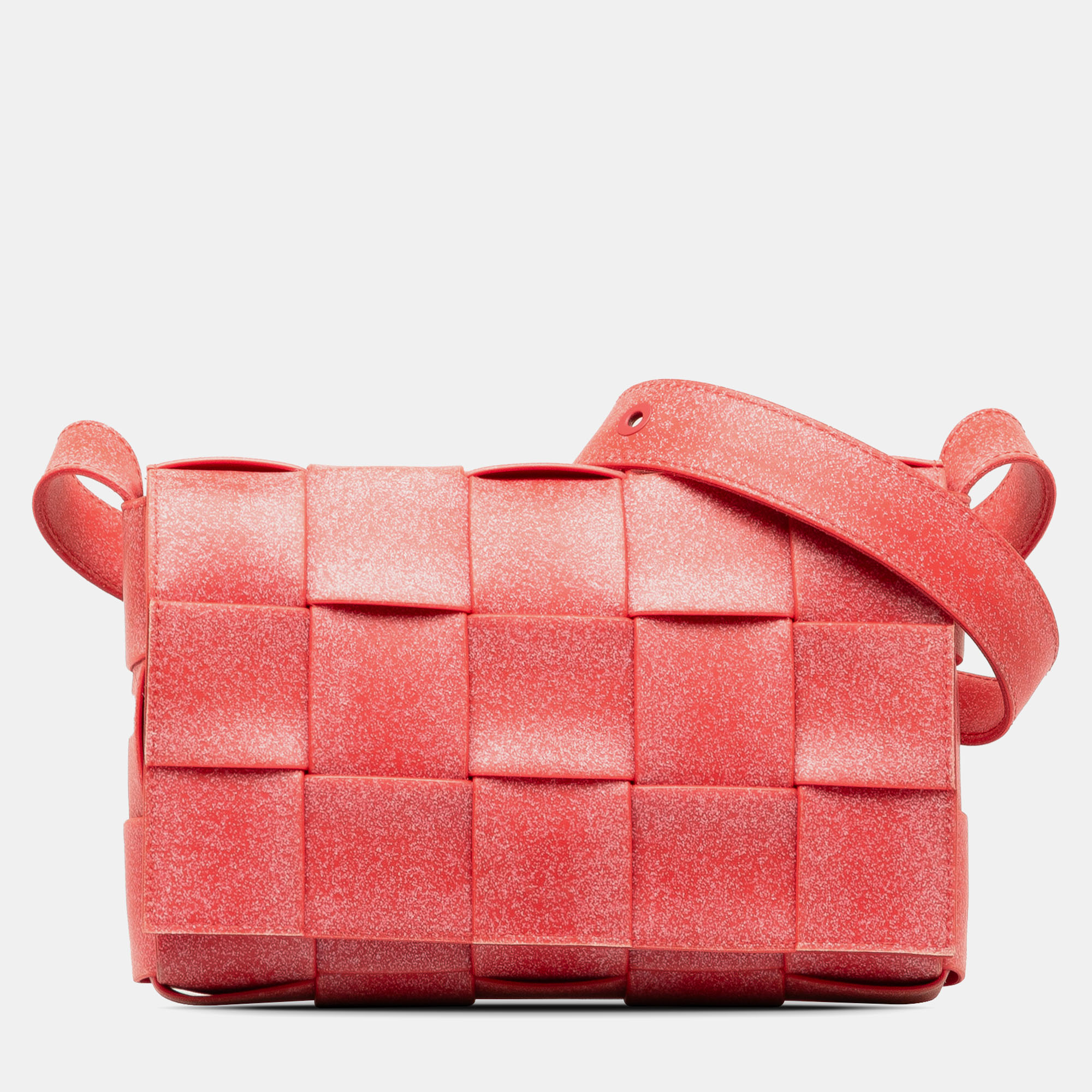 

Bottega Veneta Rubber Intrecciato Cassette Crossbody Bag, Red