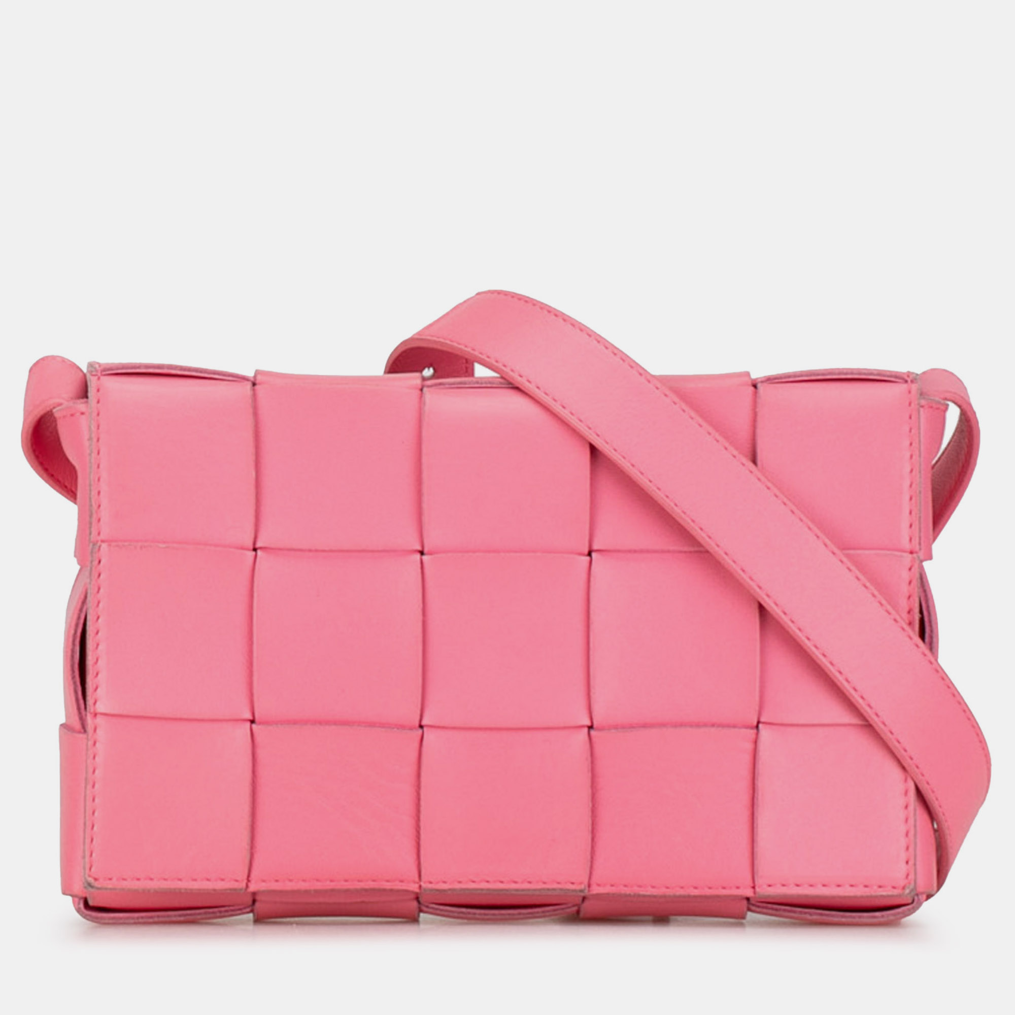 

Bottega Veneta Maxi Lambskin Intrecciato Cassette Crossbody, Pink