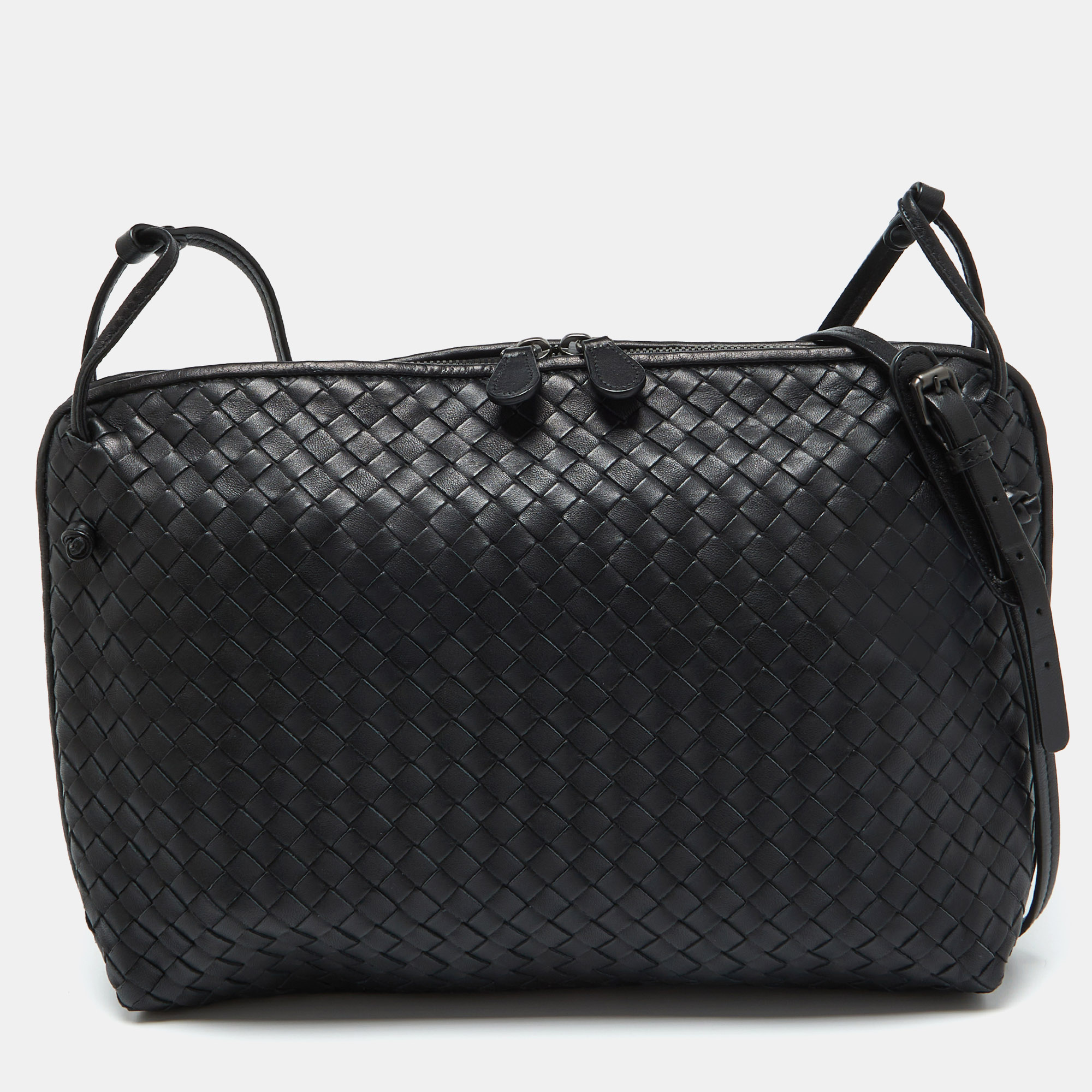 

Bottega Veneta Black Intrecciato Nappa Leather Nodini Crossbody Bag