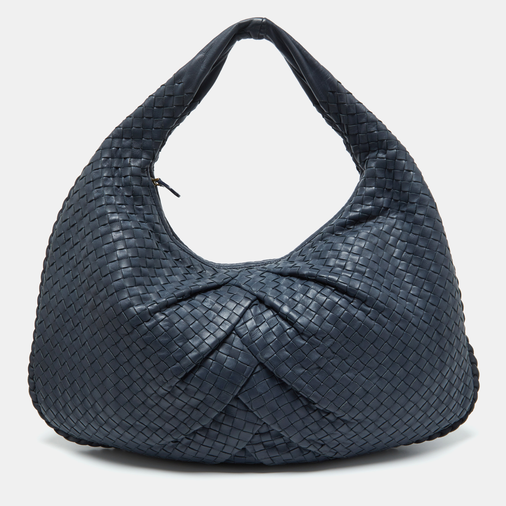 

Bottega Veneta Blue Intrecciato Leather Large Veneta Hobo