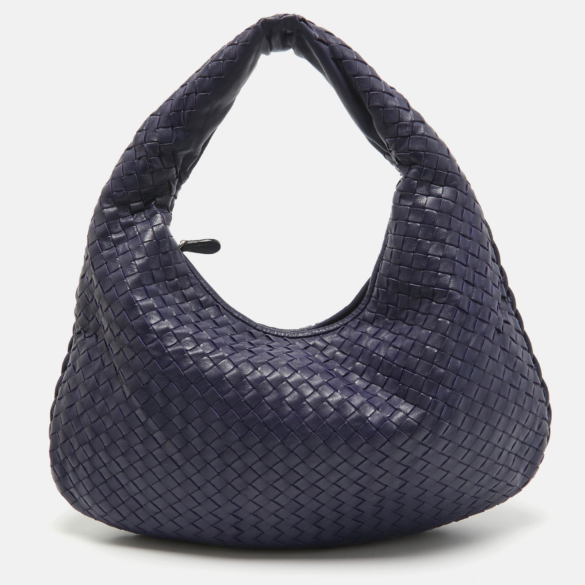 

Bottega Veneta Blue Intrecciato Leather Small Veneta Hobo