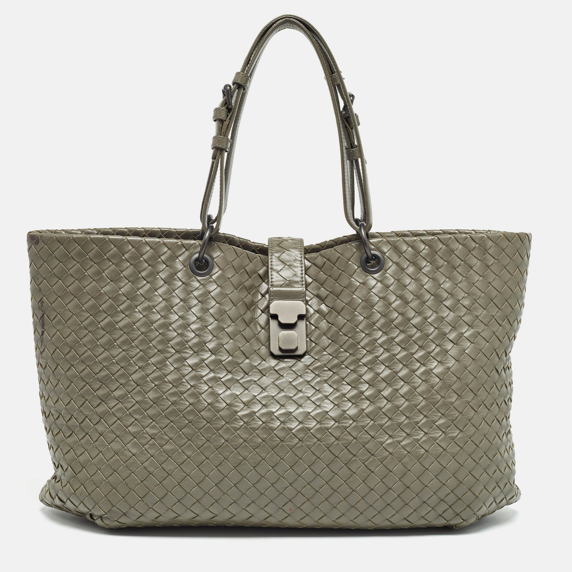 

Bottega Veneta Grey Intrecciato Leather Capri Tote