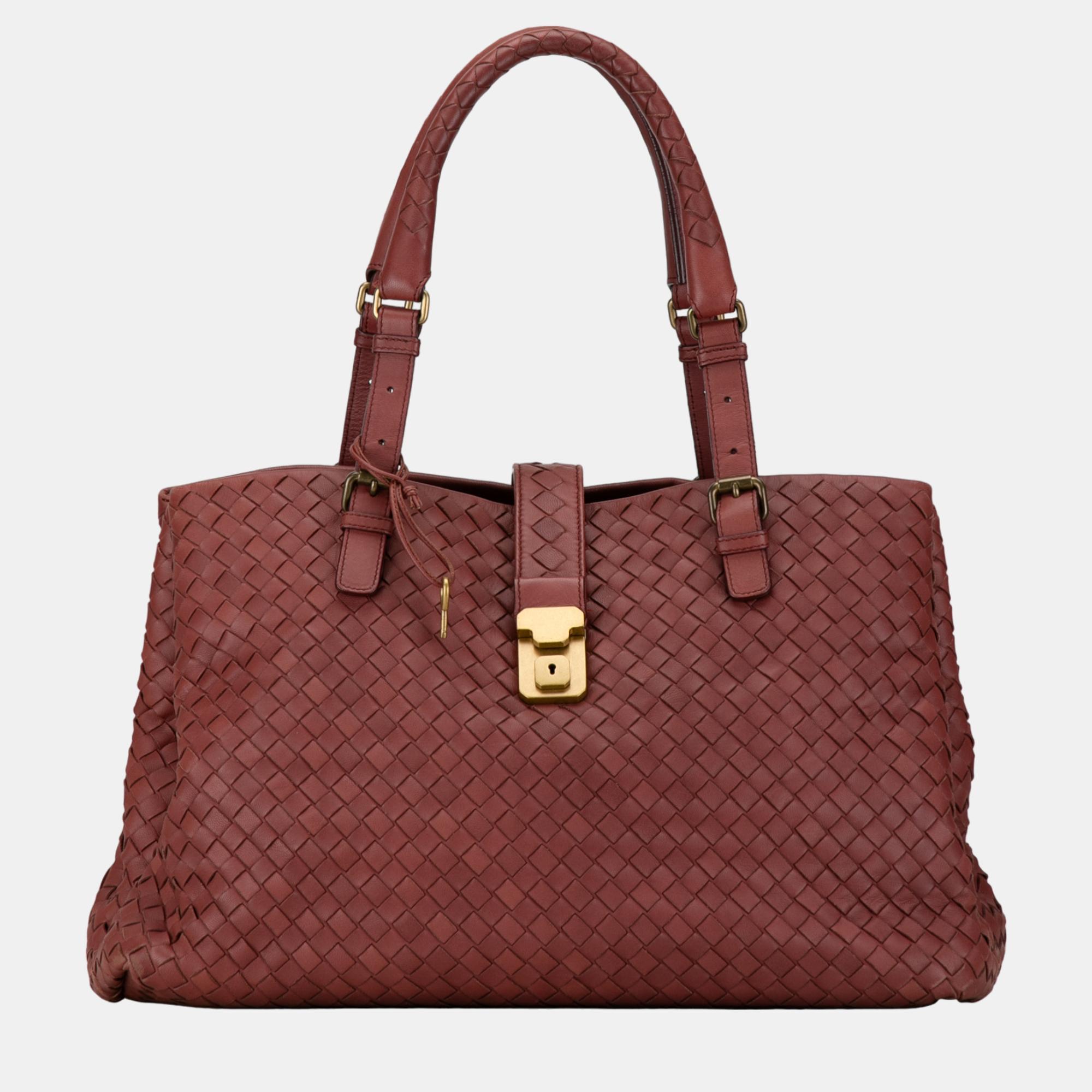 

Bottega Veneta Red Medium Intrecciato Roma