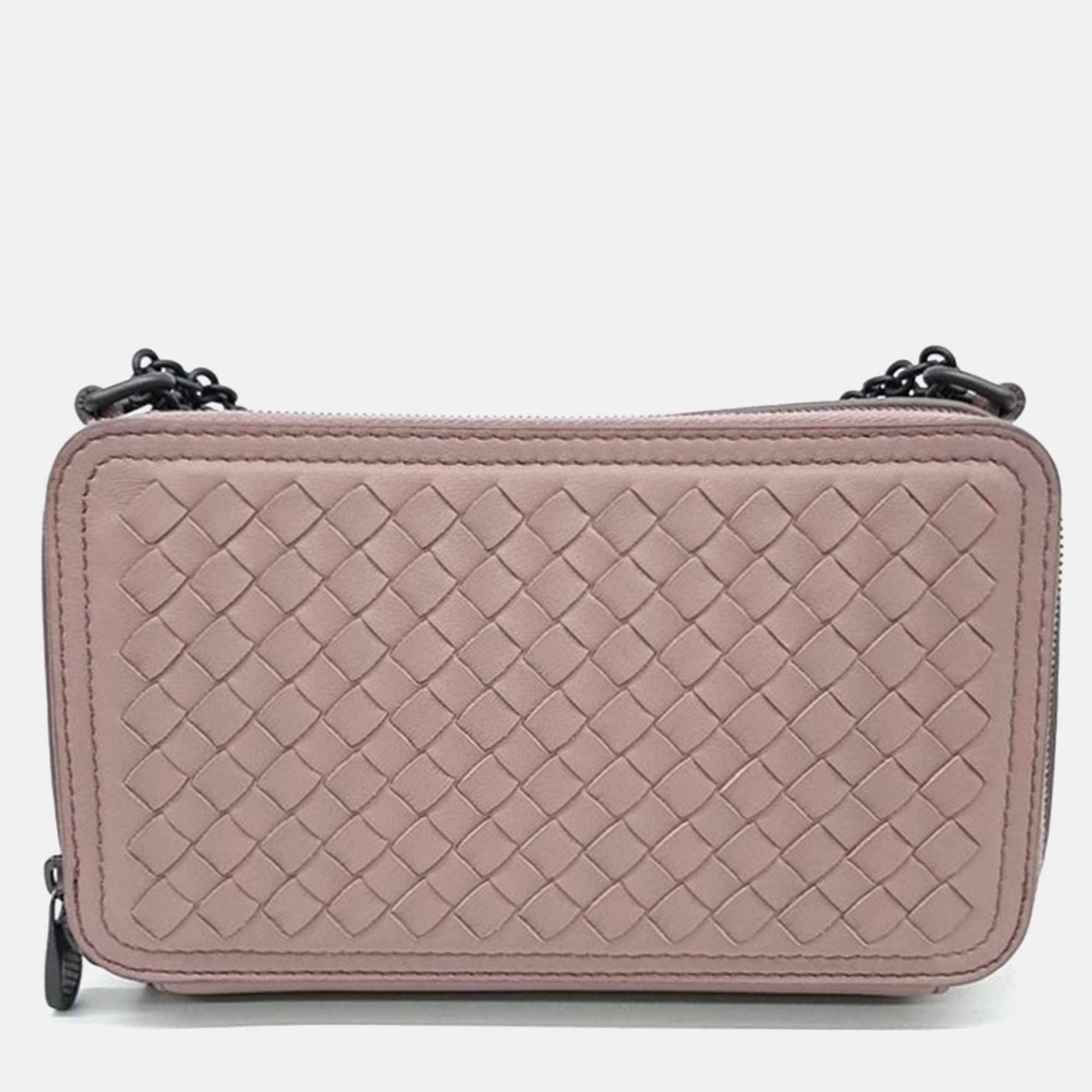 Pre-owned Bottega Veneta Mesh Chain Shoulder Bag In Pink