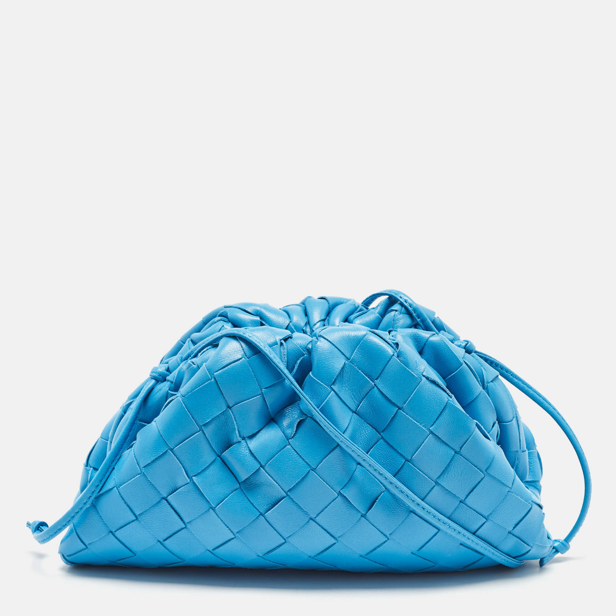 

Bottega Veneta Blue Intrecciato Leather Mini The Pouch Bag