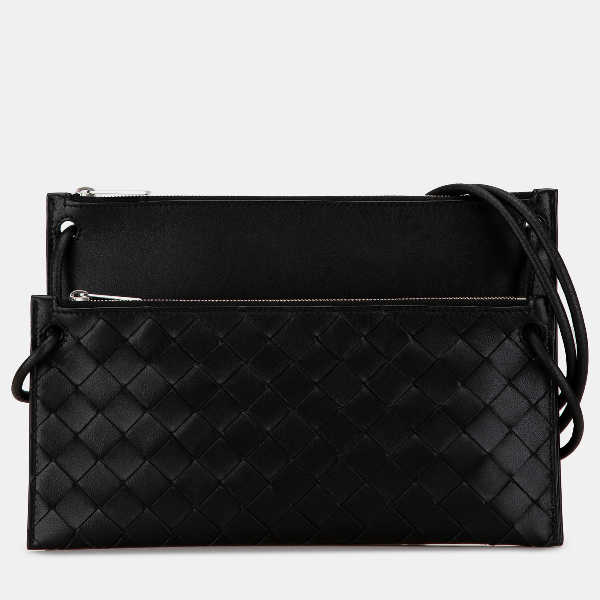 

Bottega Veneta Intrecciato Double Pouch Bag, Black