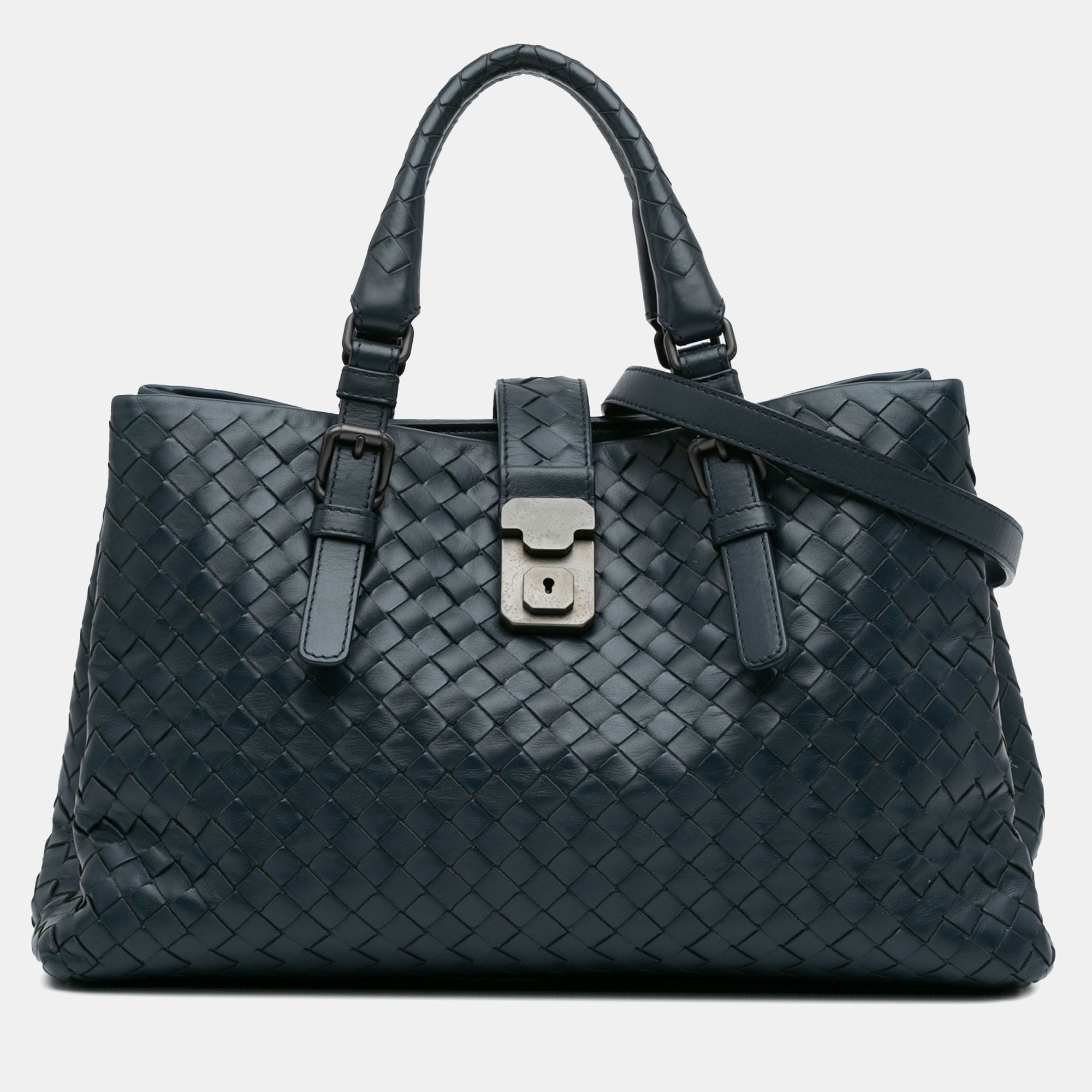 

Bottega Veneta Medium Intrecciato Roma Bag, Navy blue