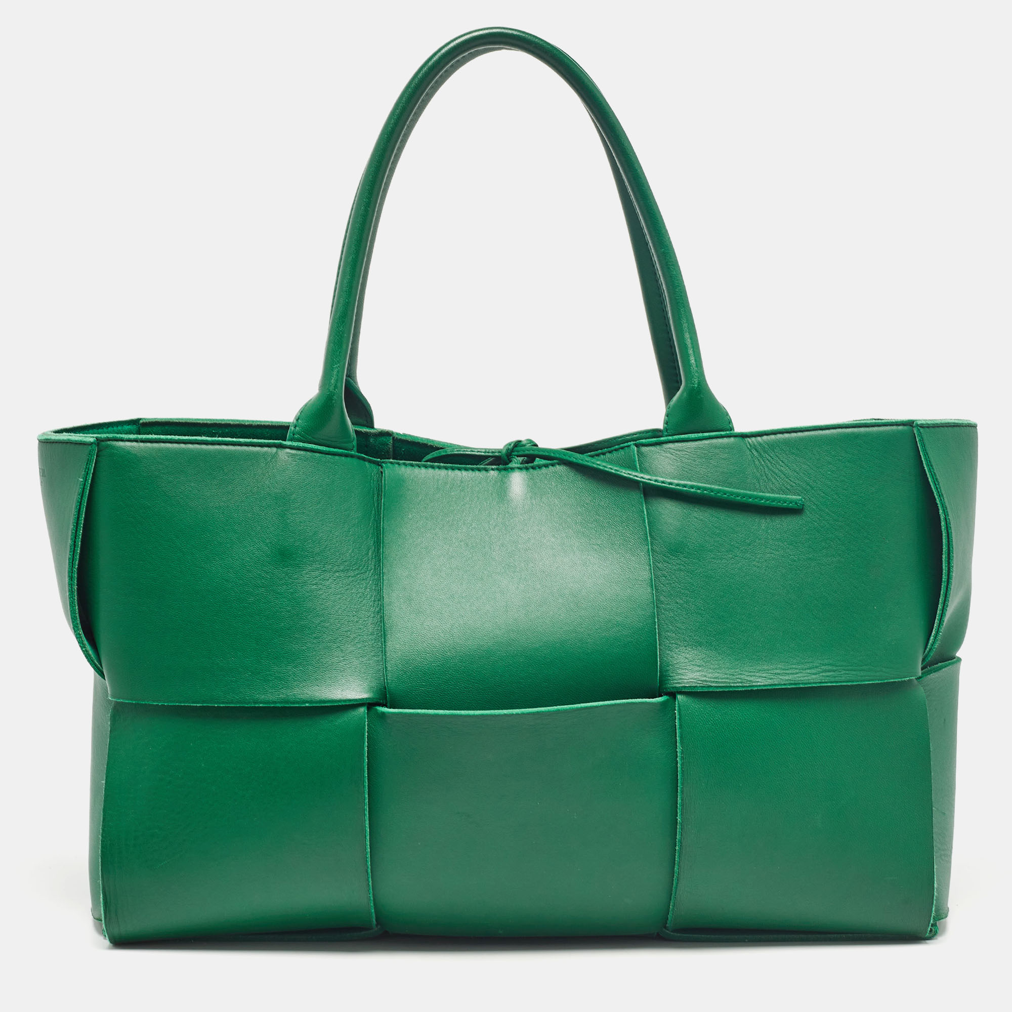 Pre-owned Bottega Veneta Green Intrecciato Leather Medium Arco Tote