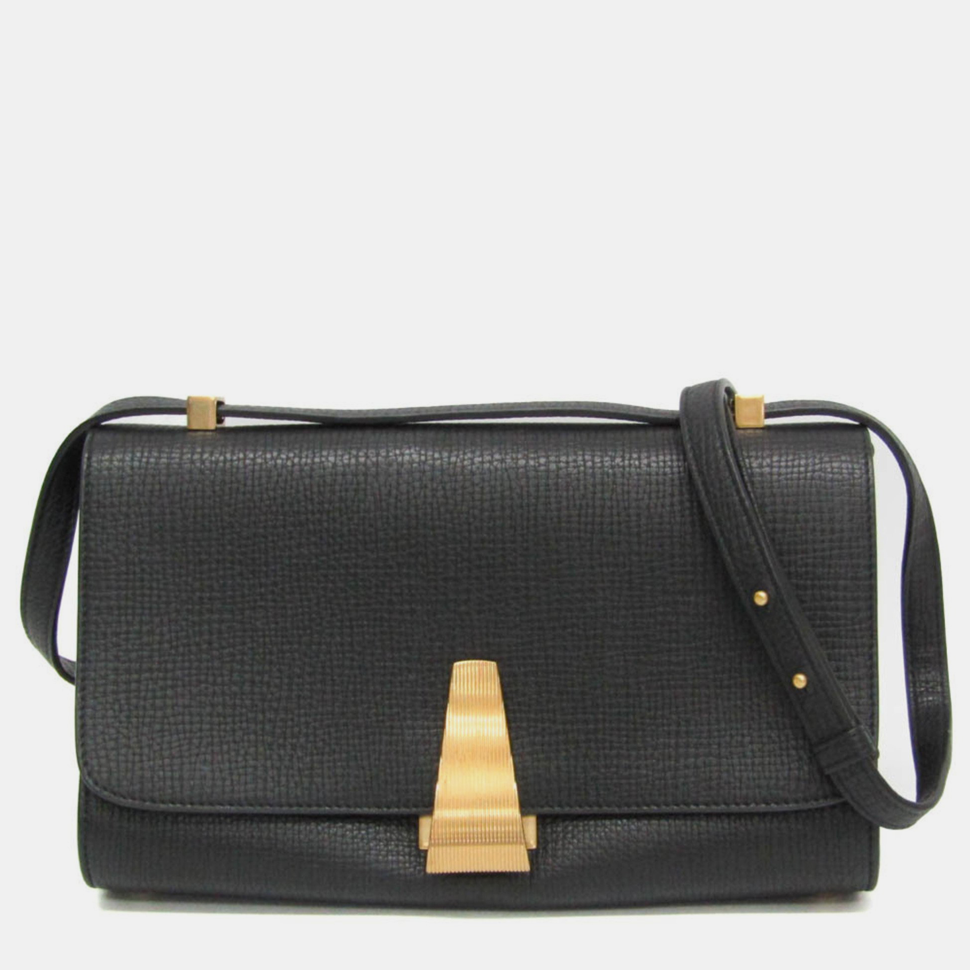 

Bottega Veneta Black Textured Leather BV Angle Shoulder Bag