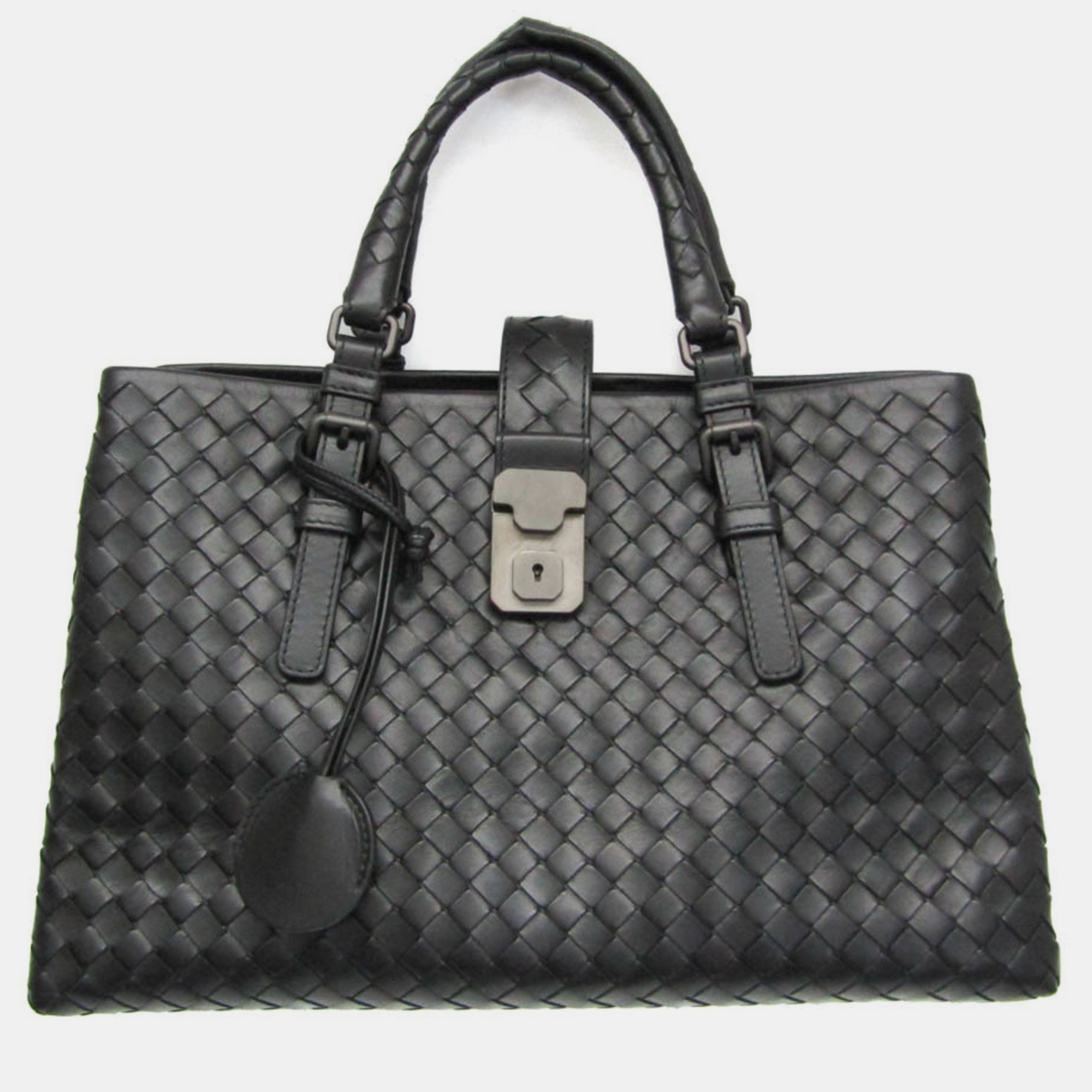 

Bottega Veneta Black Intrecciato Leather  Roma Tote Bag