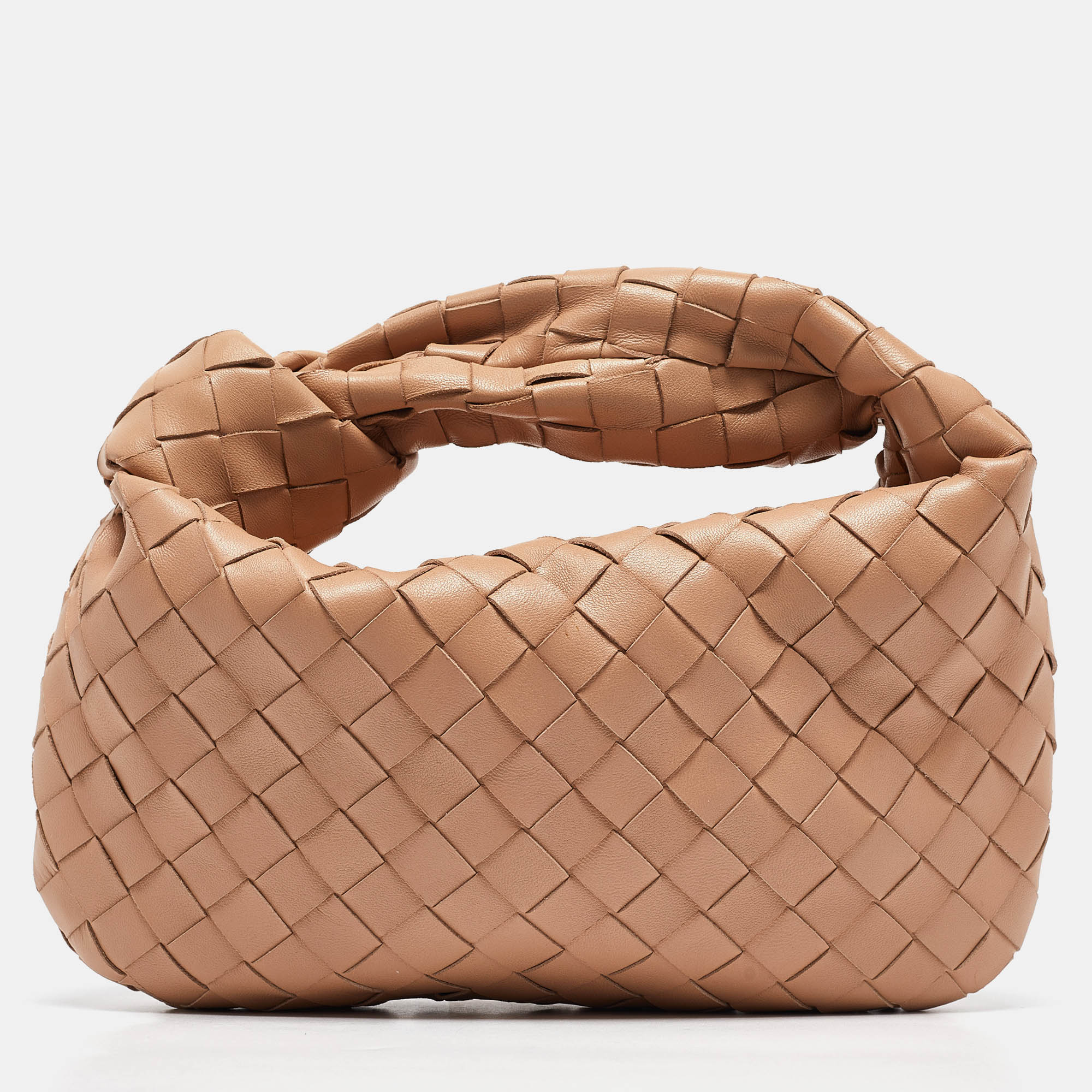 

Bottega Veneta Beige Intrecciato Leather Mini Jodie Hobo