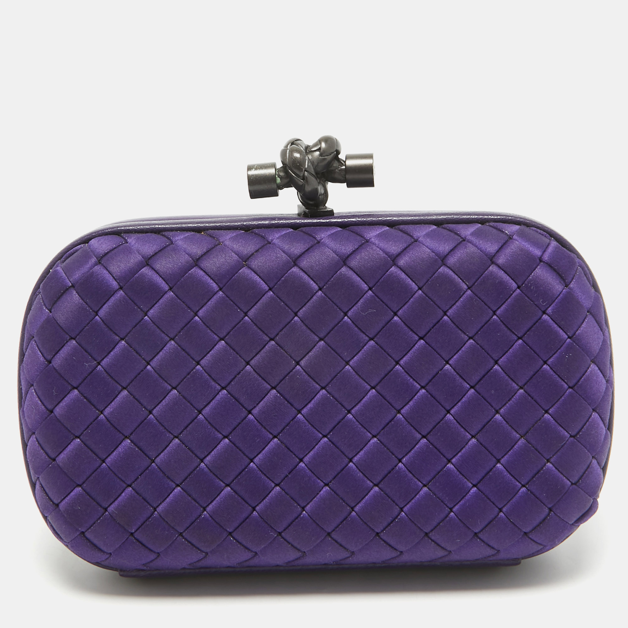 

Bottega Veneta Purple Intrecciato Satin Knot Clutch