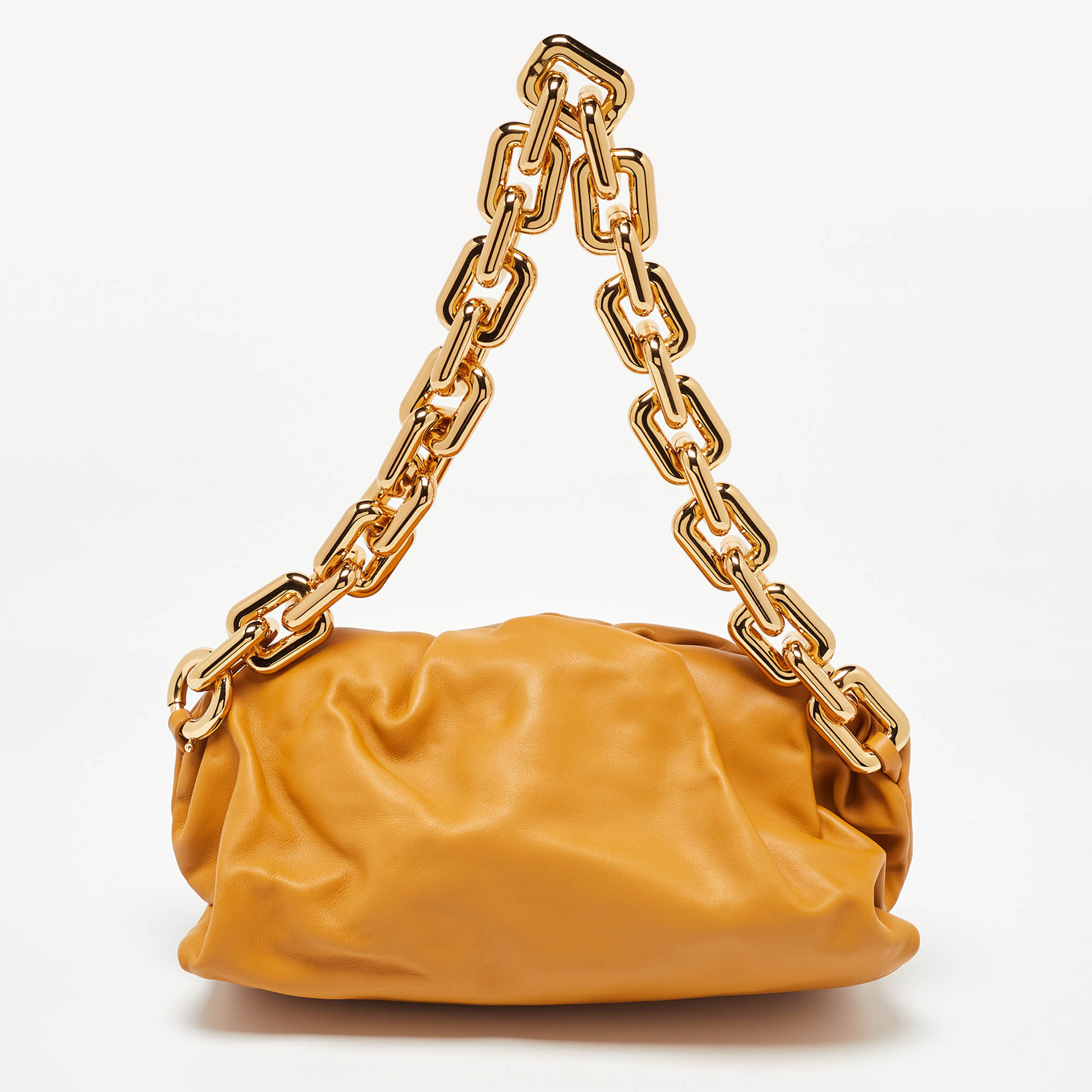 Bottega Veneta Mustard Leather Chain Pouch 