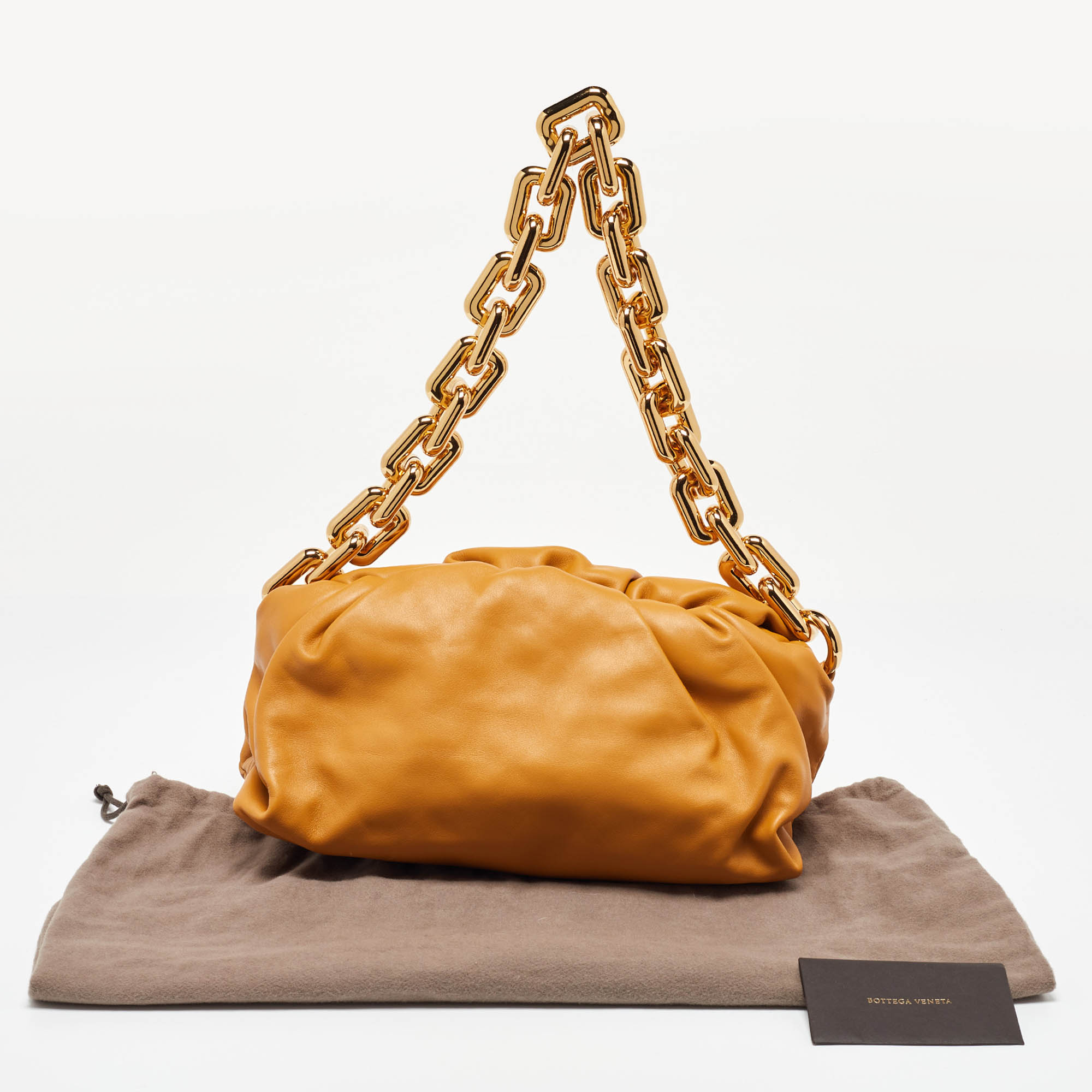 Bottega Veneta Mustard Leather Chain Pouch 