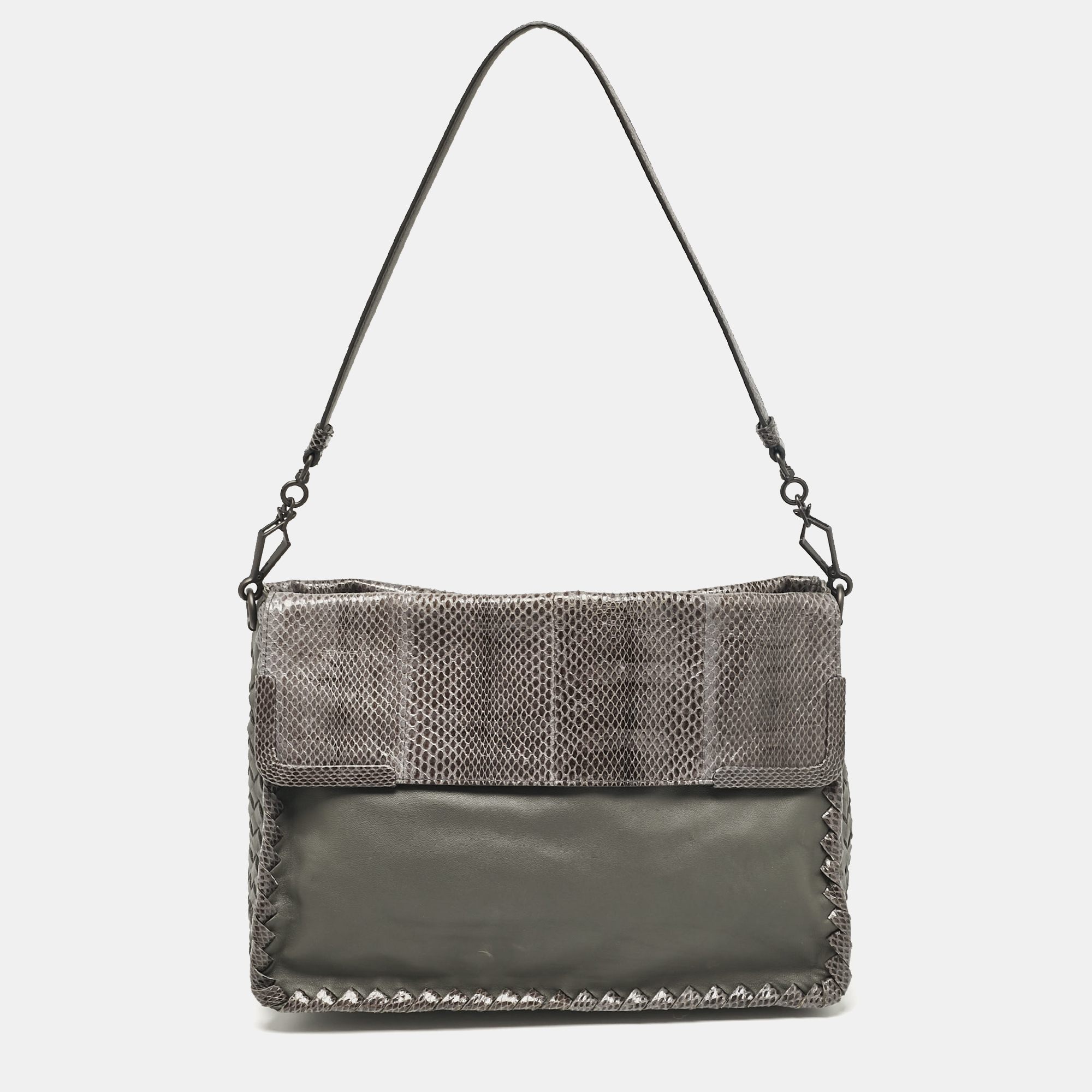 

Bottega Veneta Grey Intrecciato Leather and Karung Leather Shoulder Bag