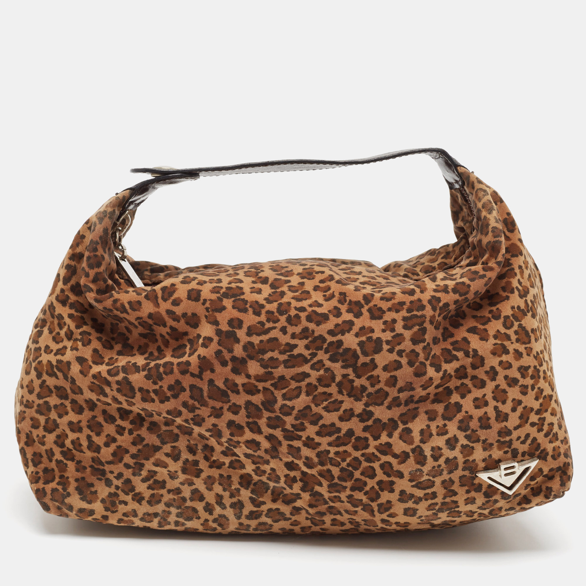 

Bottega Veneta Brown Leopard Print Nylon Pouch