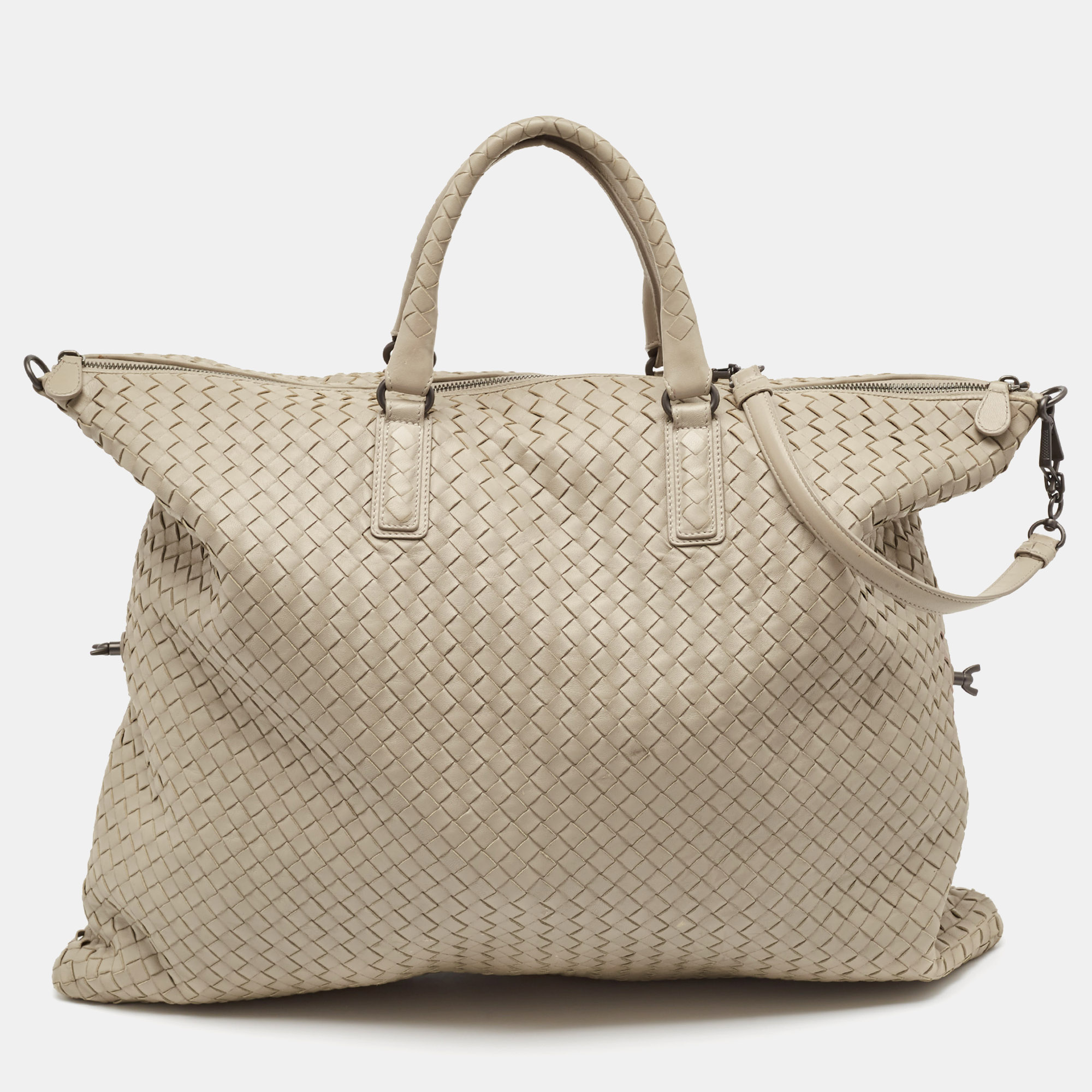 

Bottega Veneta Grey Intrecciato Nappa Leather Maxi Convertible Tote