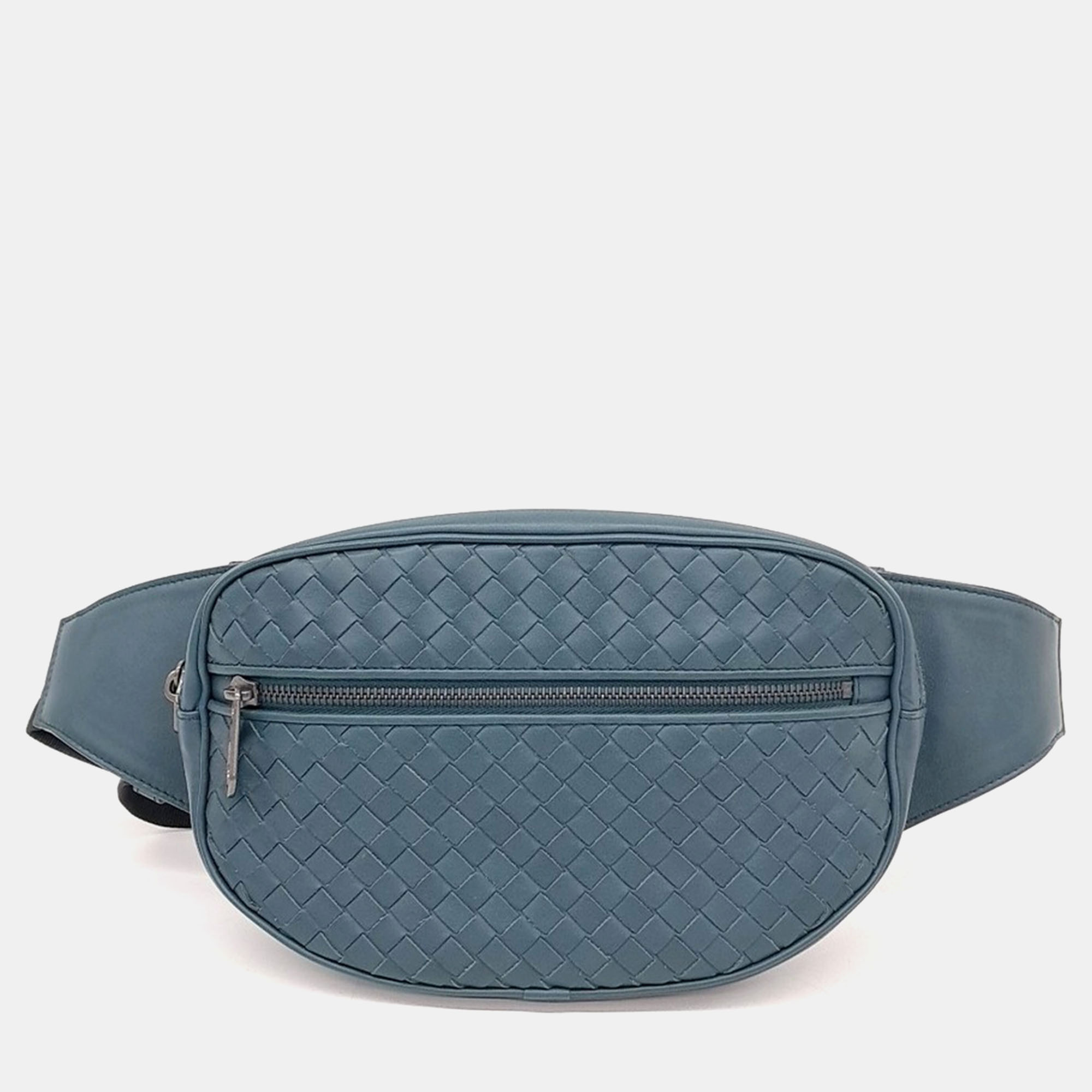 Pre-owned Bottega Veneta Mesh Hip Sack Bag In Blue