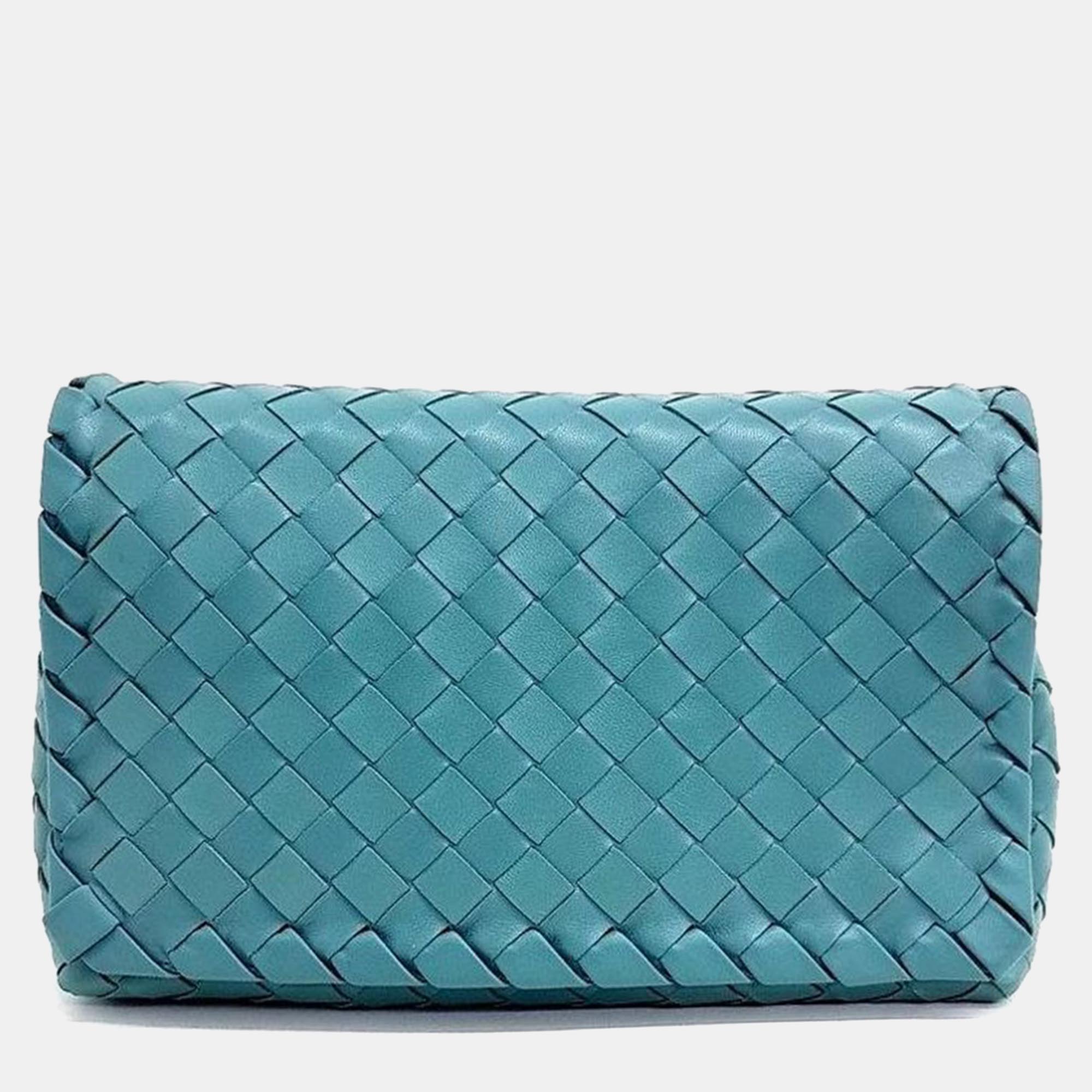 Pre-owned Bottega Veneta Mesh Crossbody Bag In Blue