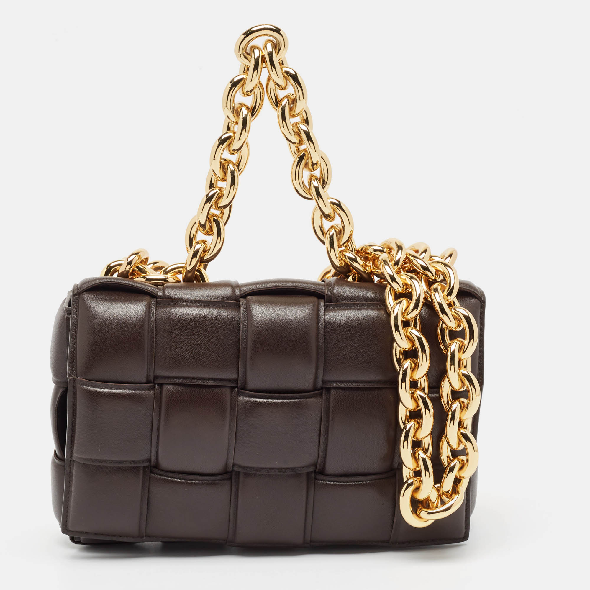 

Bottega Veneta Choco Brown Padded Leather Chain Cassette Shoulder Bag