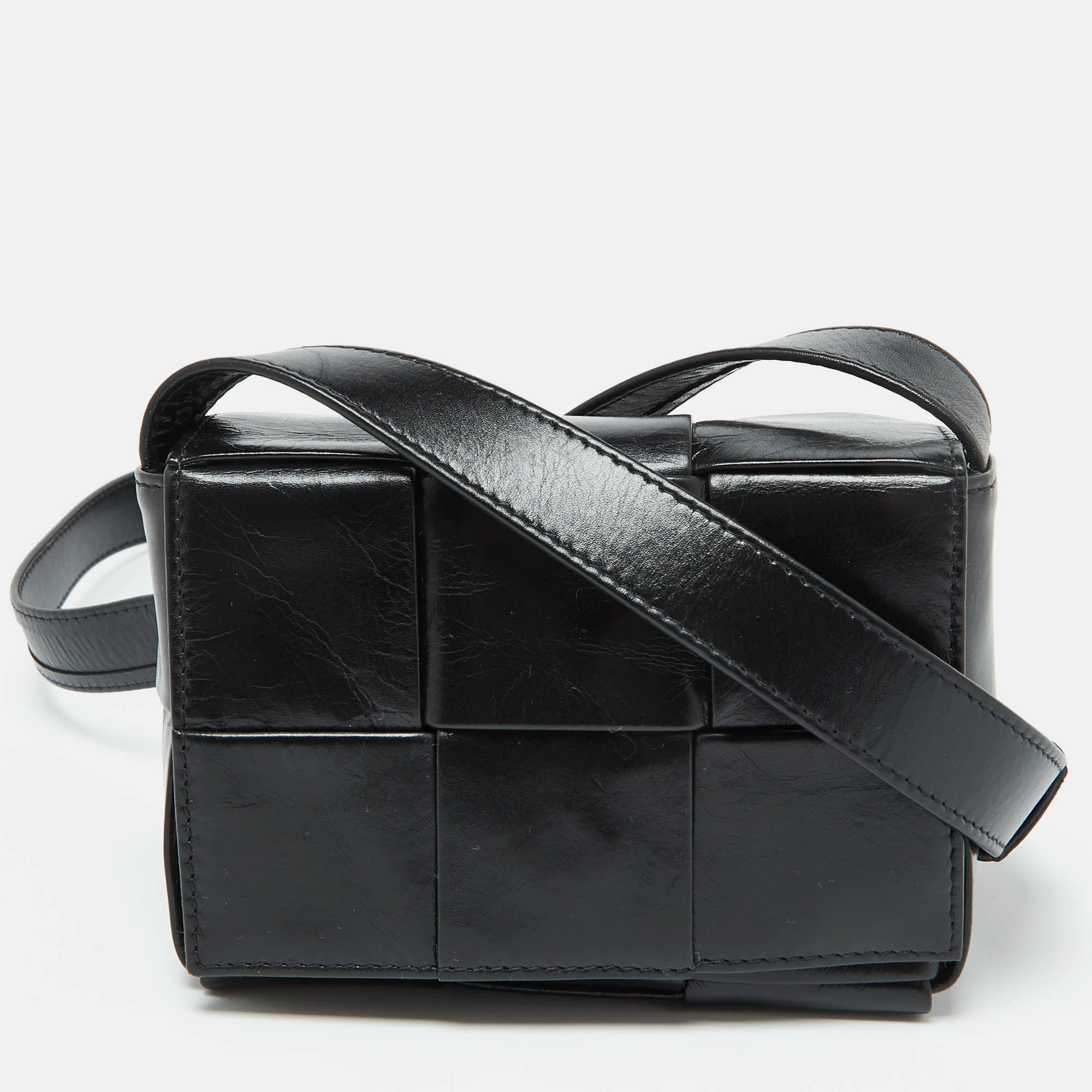 

Bottega Veneta Black Leather Cassette Crossbody Bag