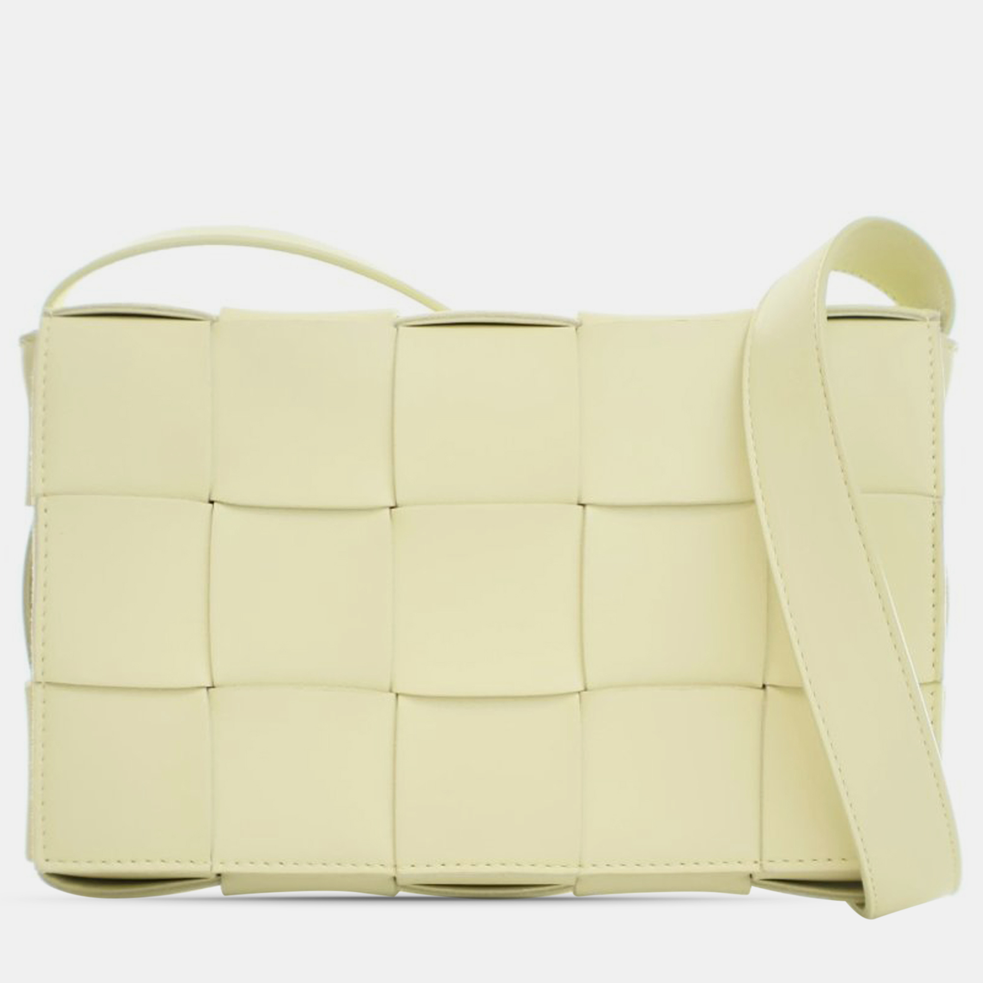 

Bottega Veneta Lambskin Intrecciato Cassette Crossbody, Yellow