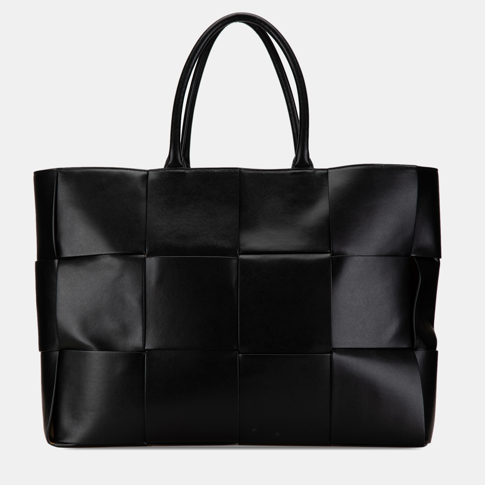 Pre-owned Bottega Veneta Black Large Lambskin Intrecciato Arco Tote