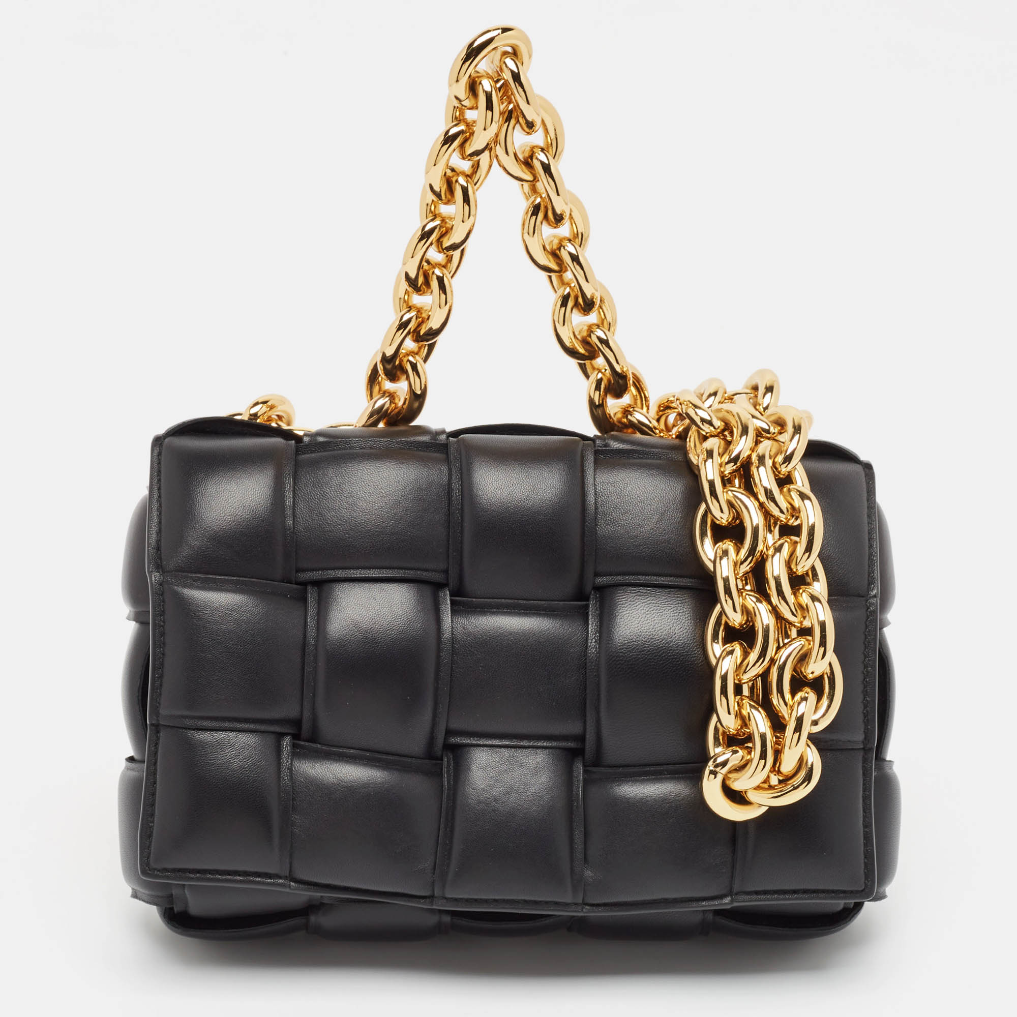 

Bottega Veneta Black Padded Leather Cassette Chain Bag