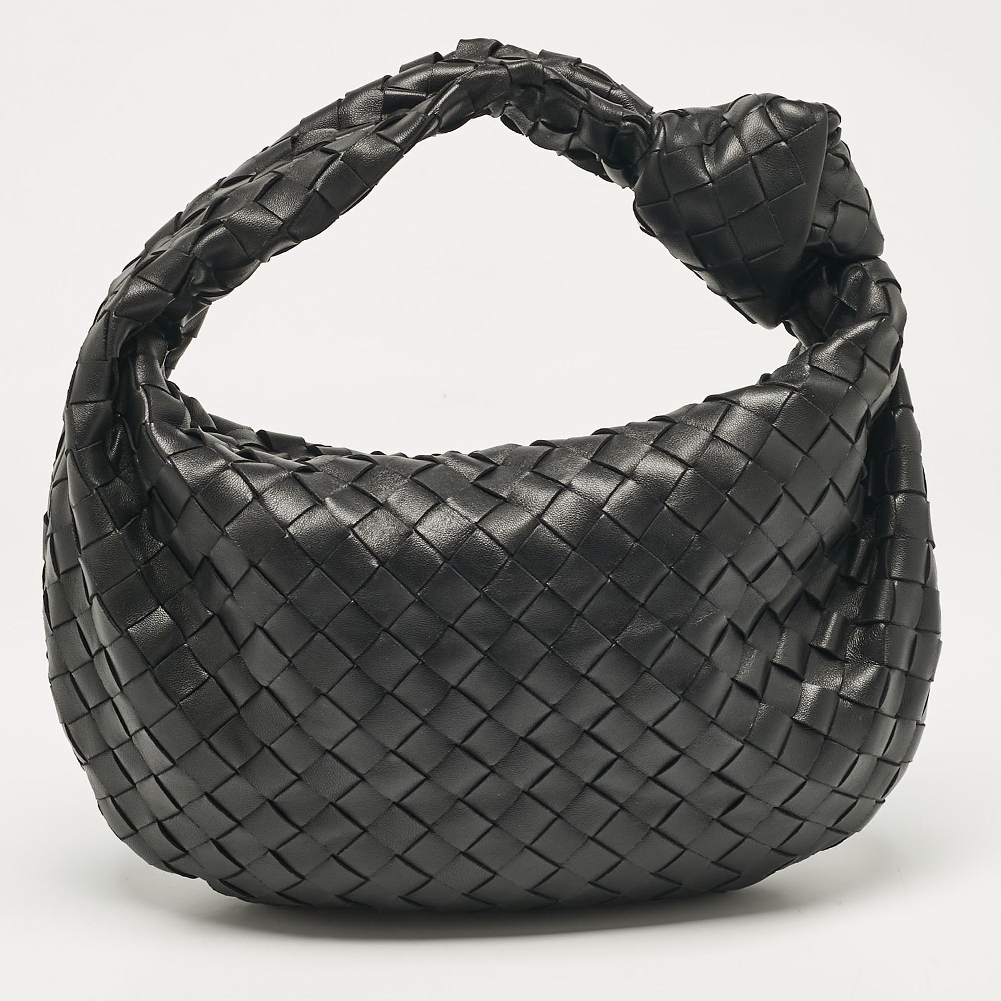 

Bottega Veneta Black Intrecciato Leather Teen Jodie Hobo