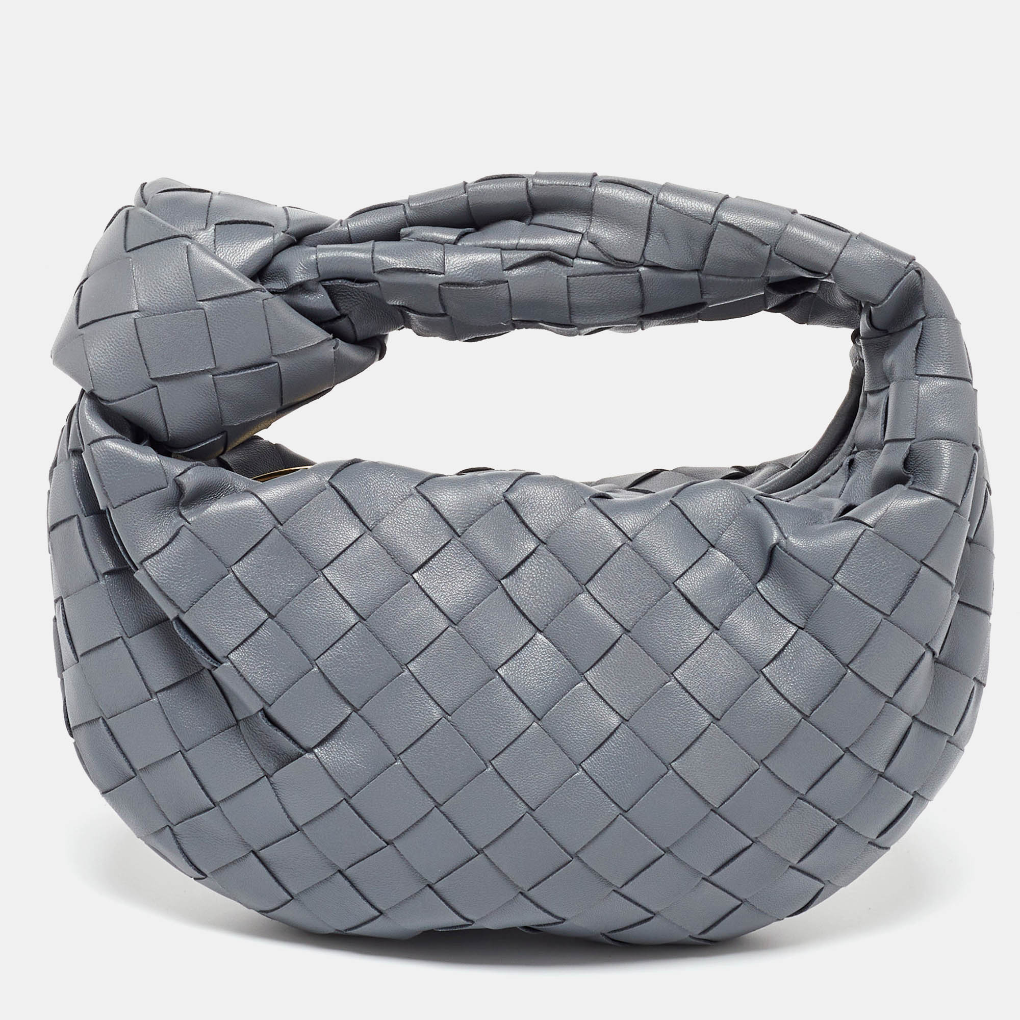 

Bottega Veneta Grey Intrecciato Leather Mini Jodie Hobo