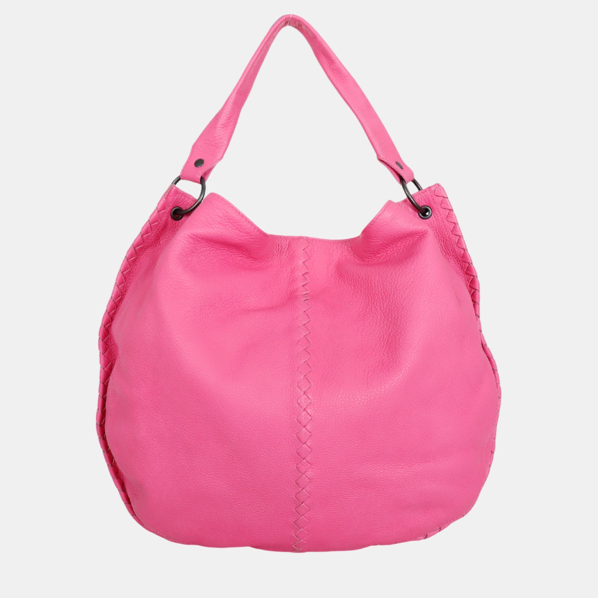 Pre-owned Bottega Veneta Large Leather Hobo Bag In Pink