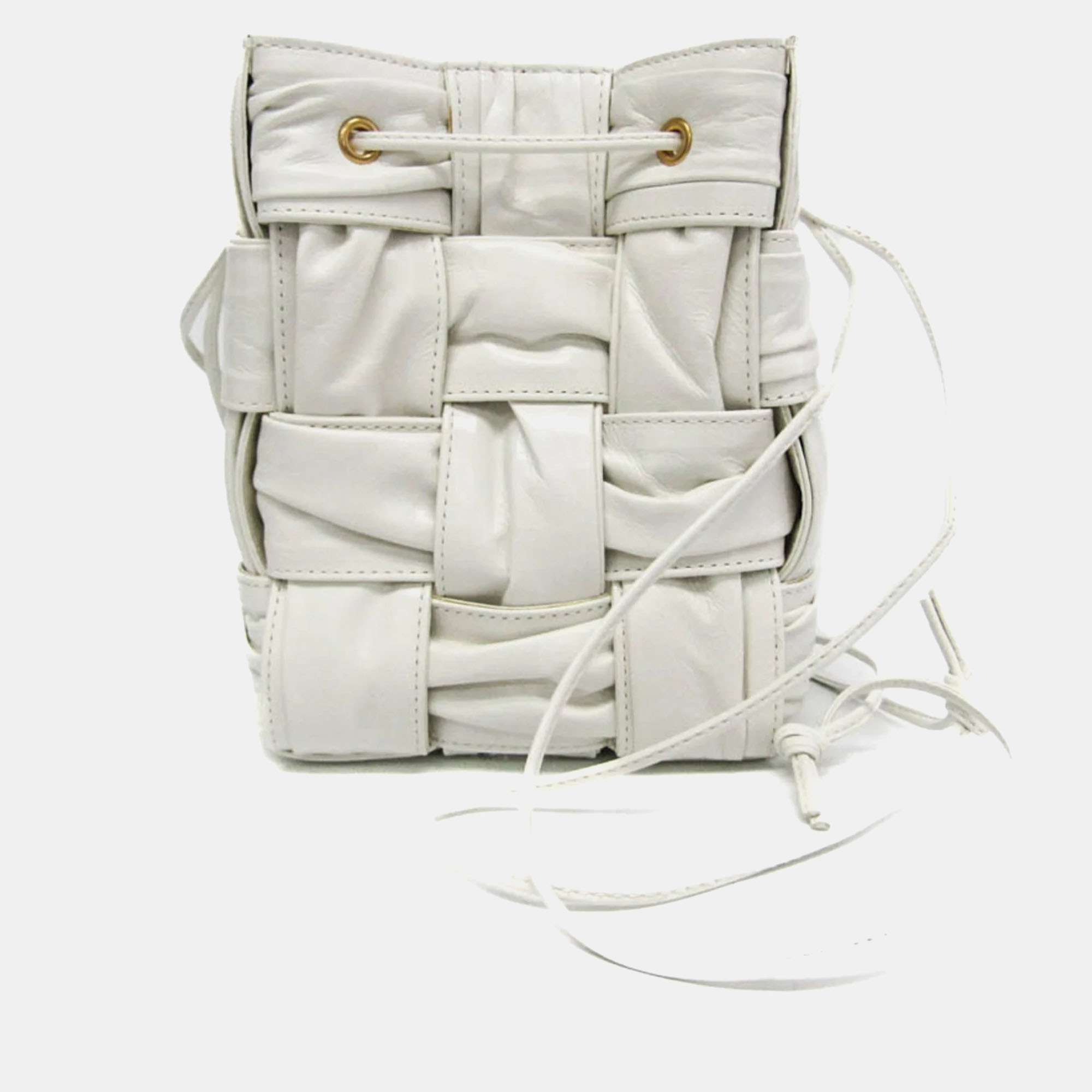 

Bottega Veneta White Leather Small Cassette Baguette Bag